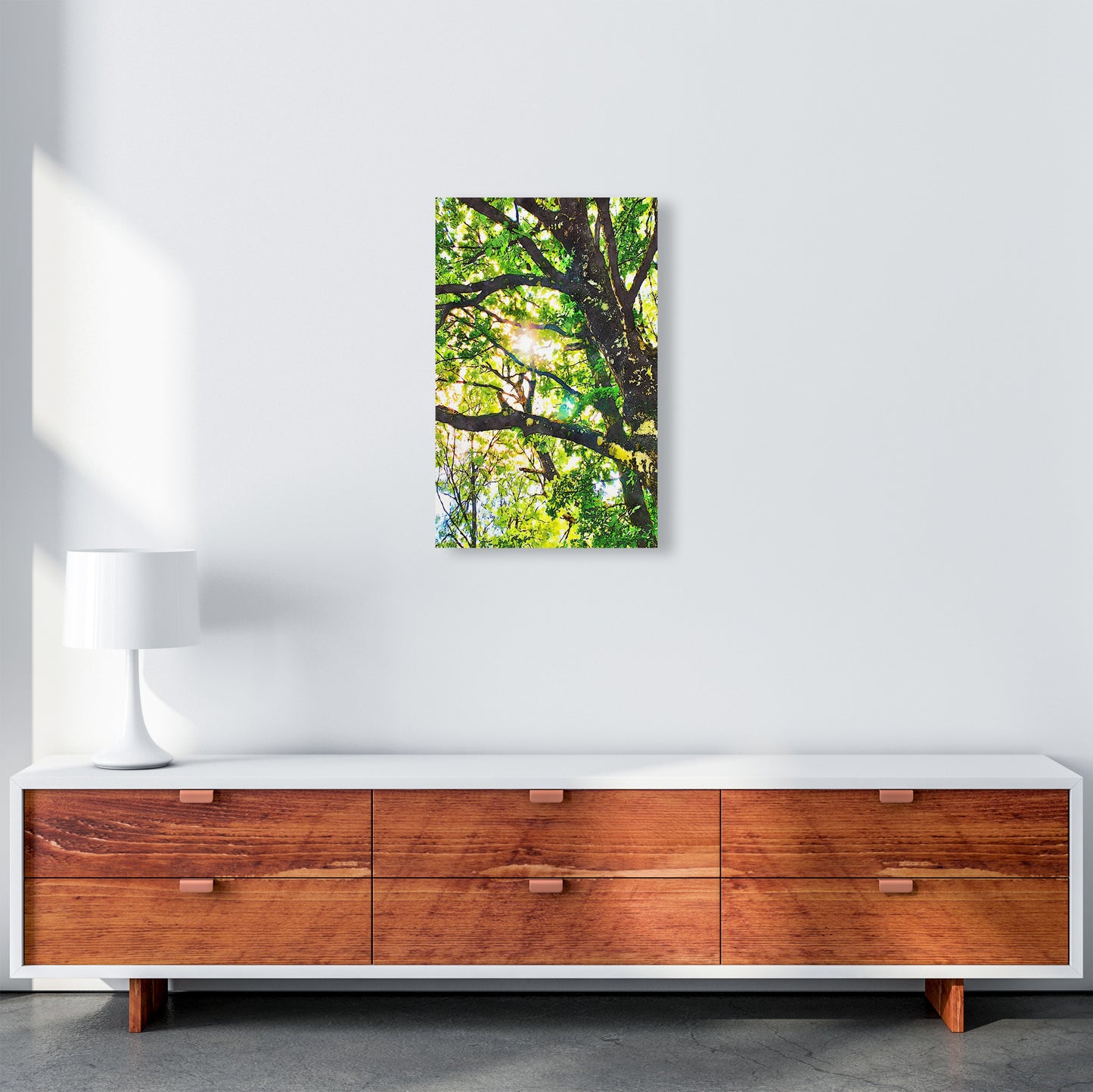 Sun through green leaves A3 Canvas
