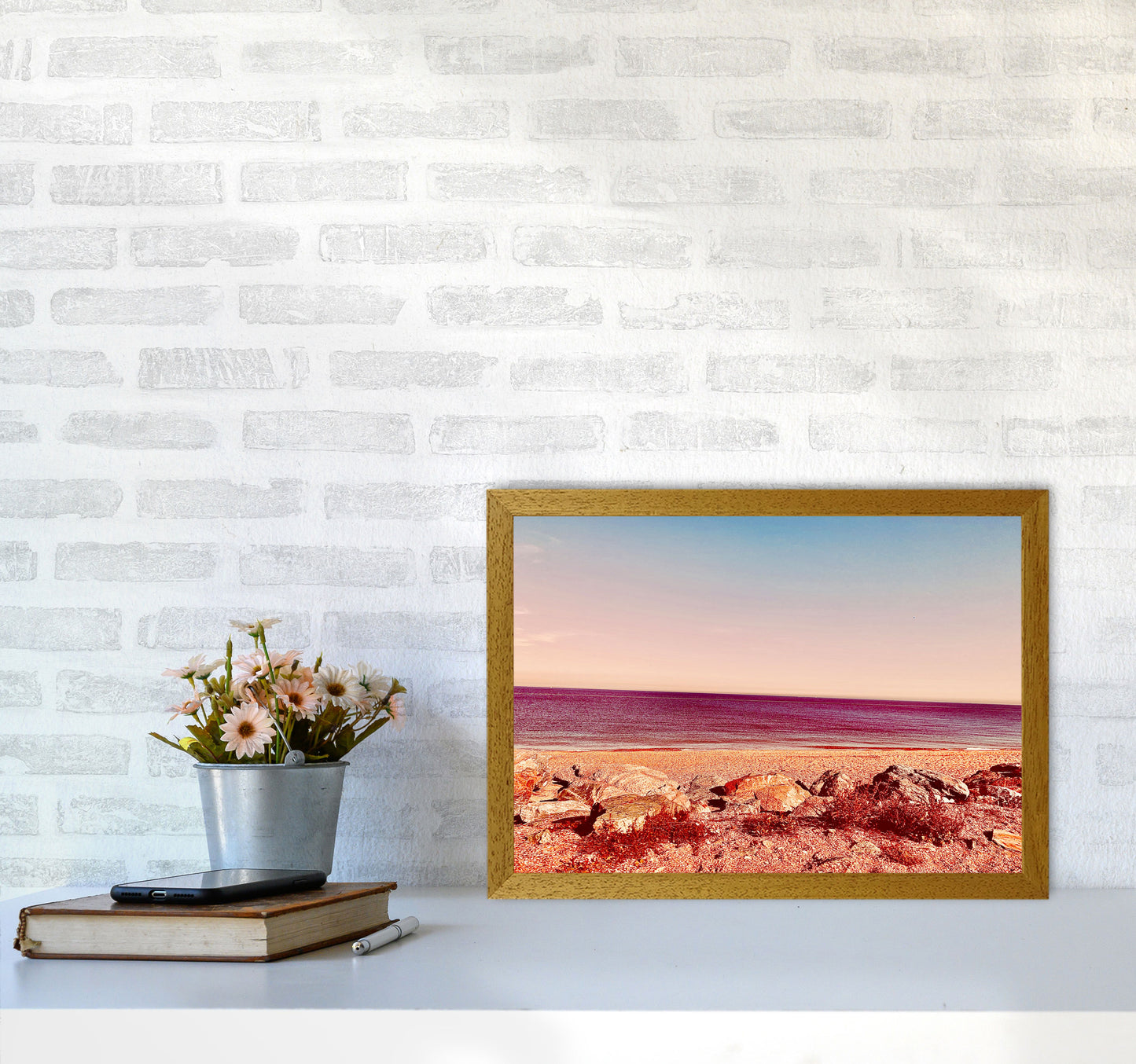 Pink beach Art Print by Proper Job Studio A3 Print Only