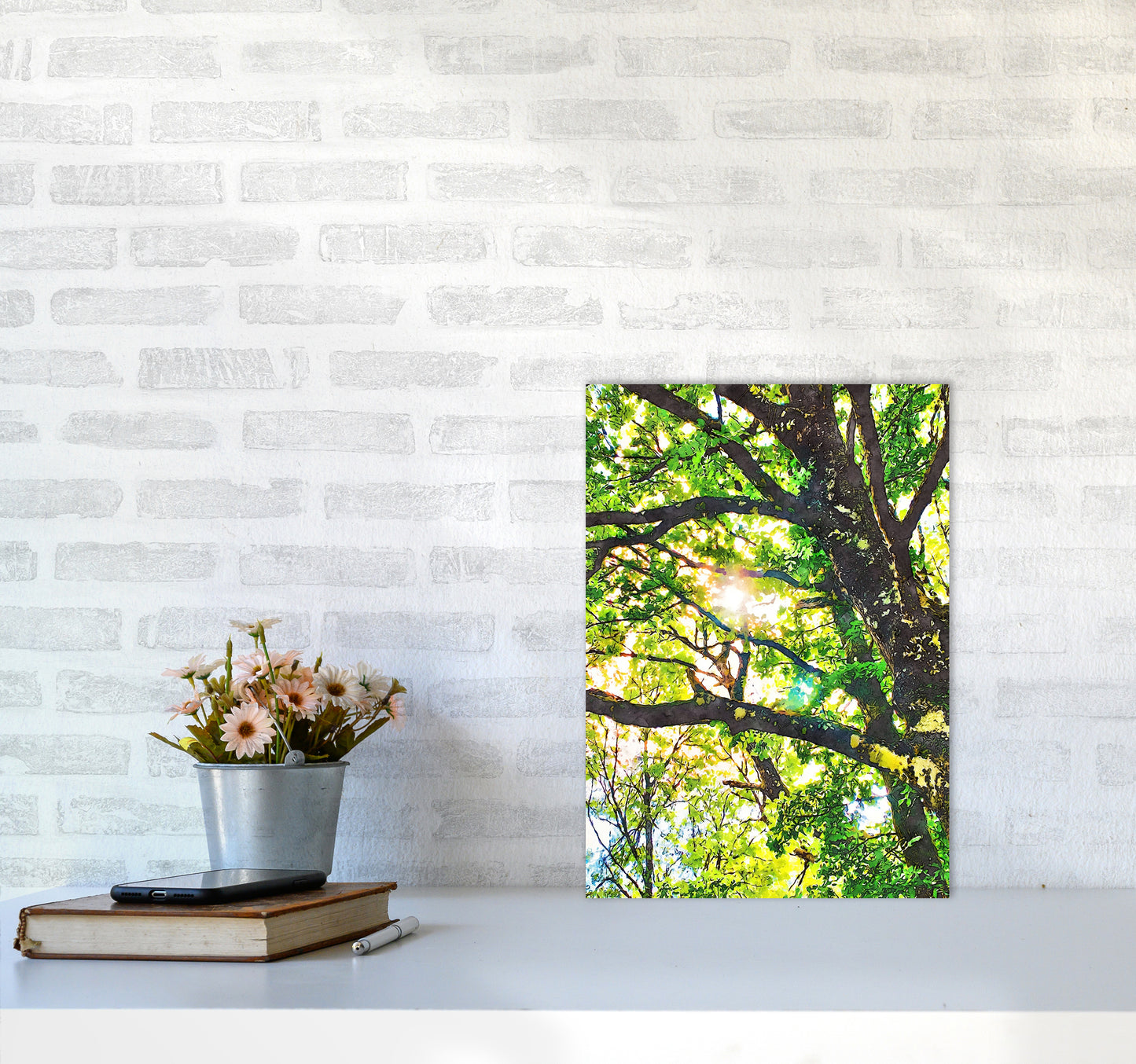 Sun through green leaves A3 Black Frame