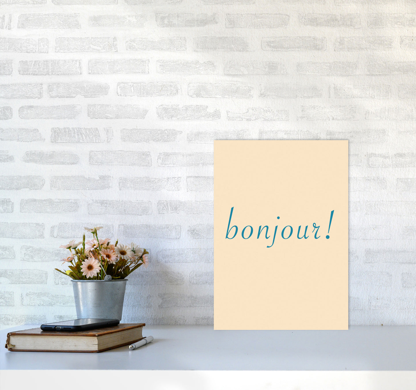 Bonjour Art Print by Proper Job Studio A3 Black Frame
