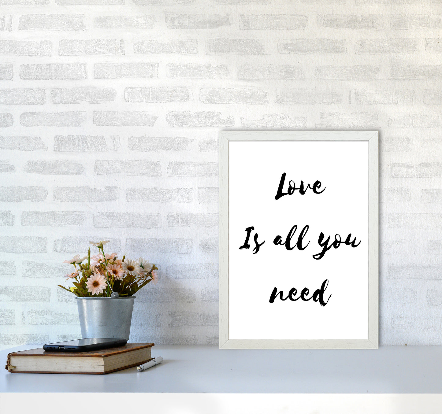 Love is all you need Quote Art Print by Proper Job Studio A3 Oak Frame
