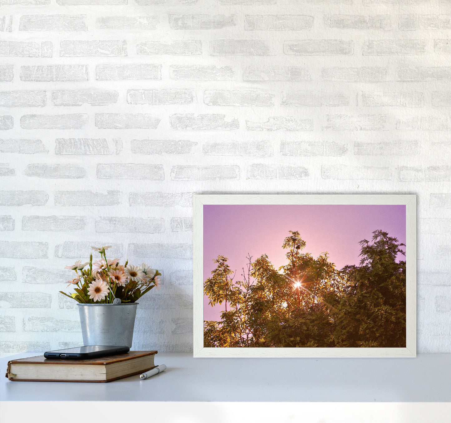 Blush Sunrise Art Print by Proper Job Studio A3 Oak Frame