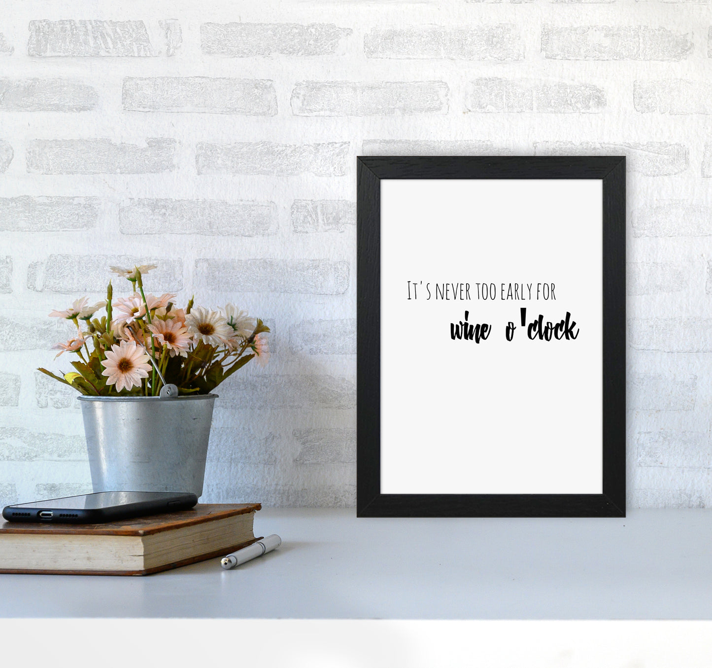Wine o'clock Quote Art Print by Proper Job Studio A4 White Frame