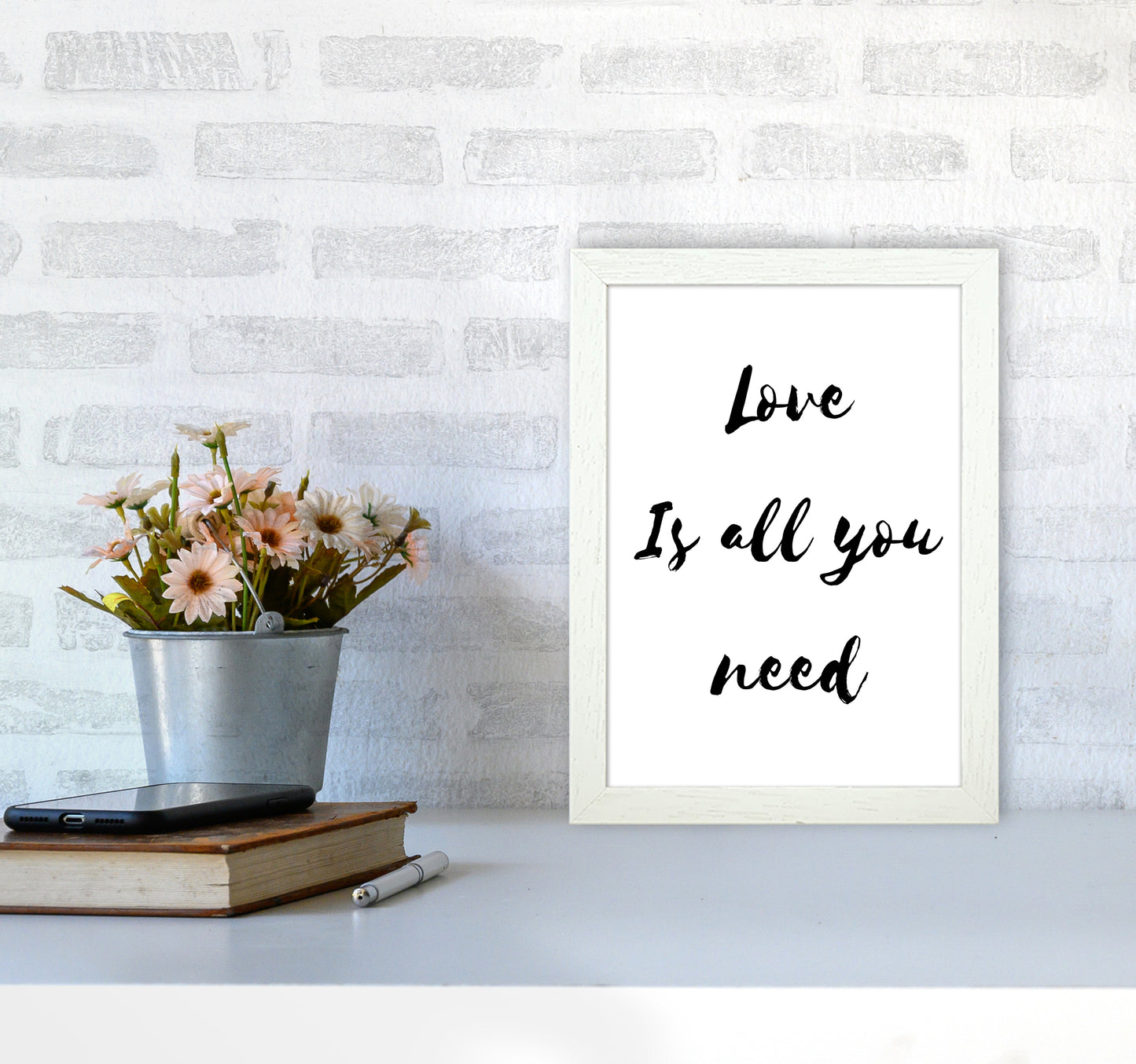 Love is all you need Quote Art Print by Proper Job Studio A4 Oak Frame