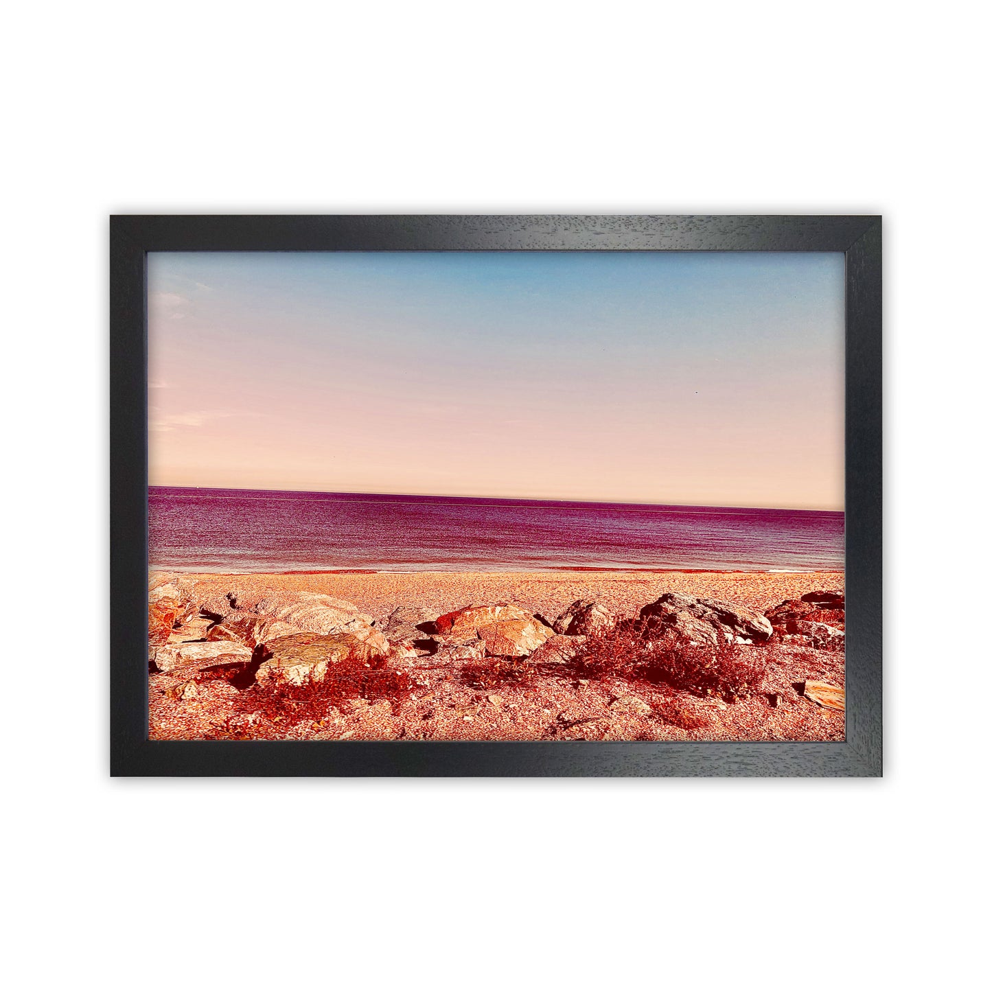 Pink beach Art Print by Proper Job Studio Black Grain