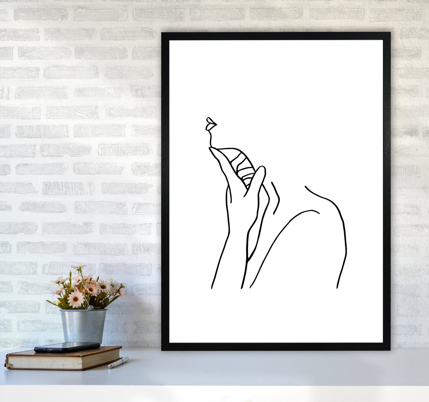Finger On Chin By Planeta444 A1 White Frame
