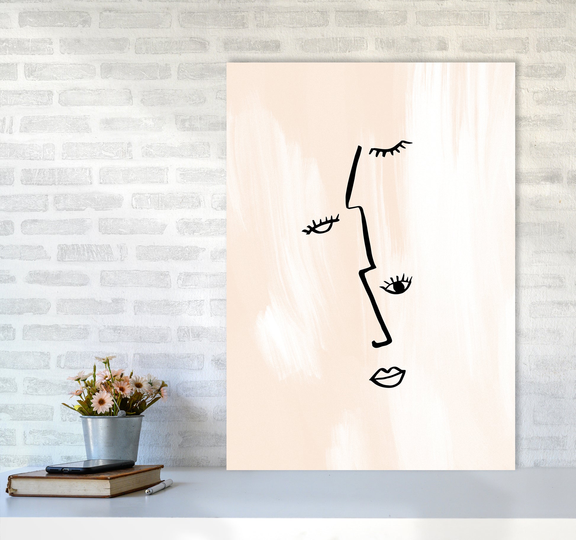 Printed Picasso Minimal Profiles2 By Planeta444 A1 Black Frame