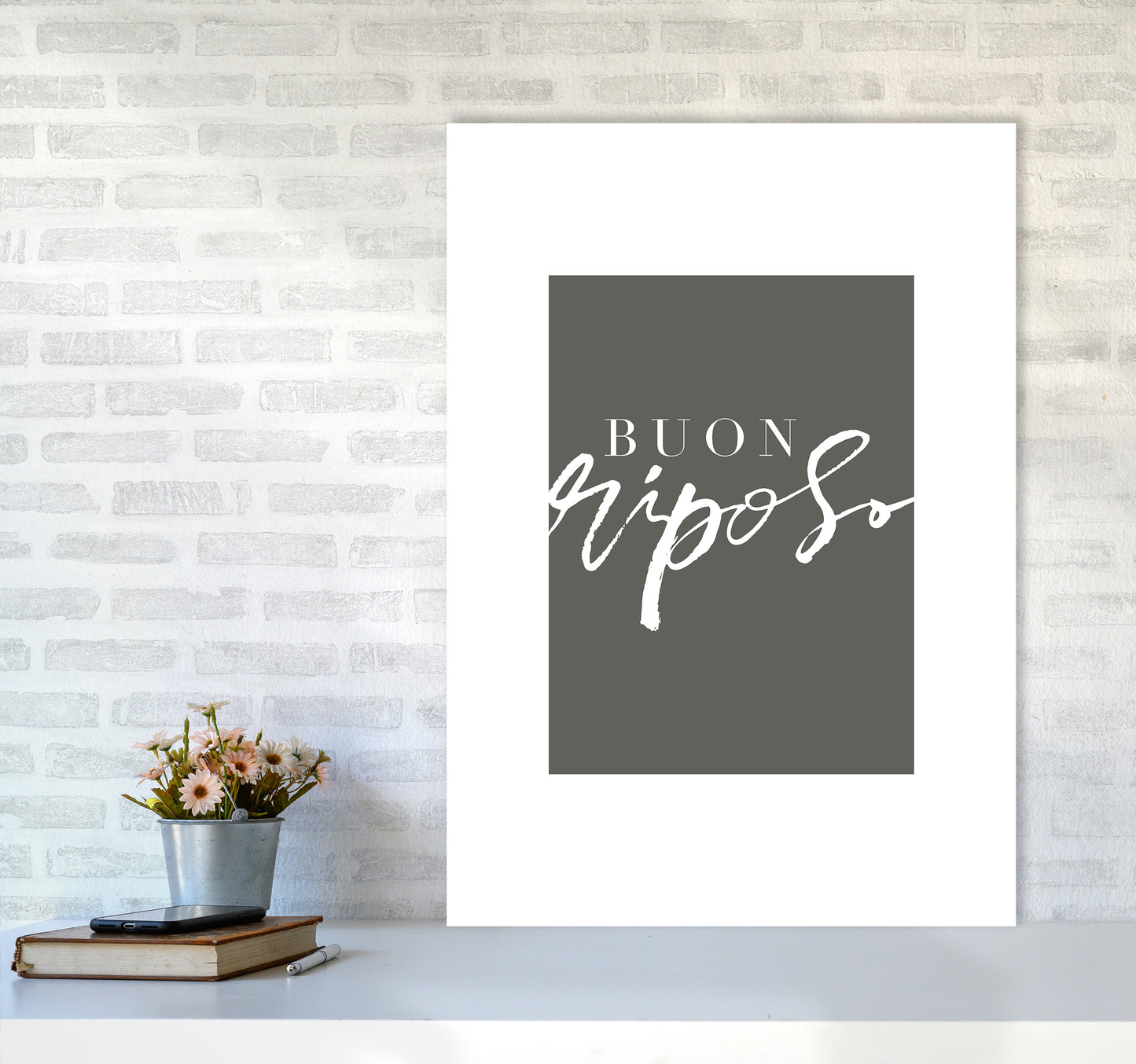 Buon Riposo Pewtergreen Color By Planeta444 A1 Black Frame