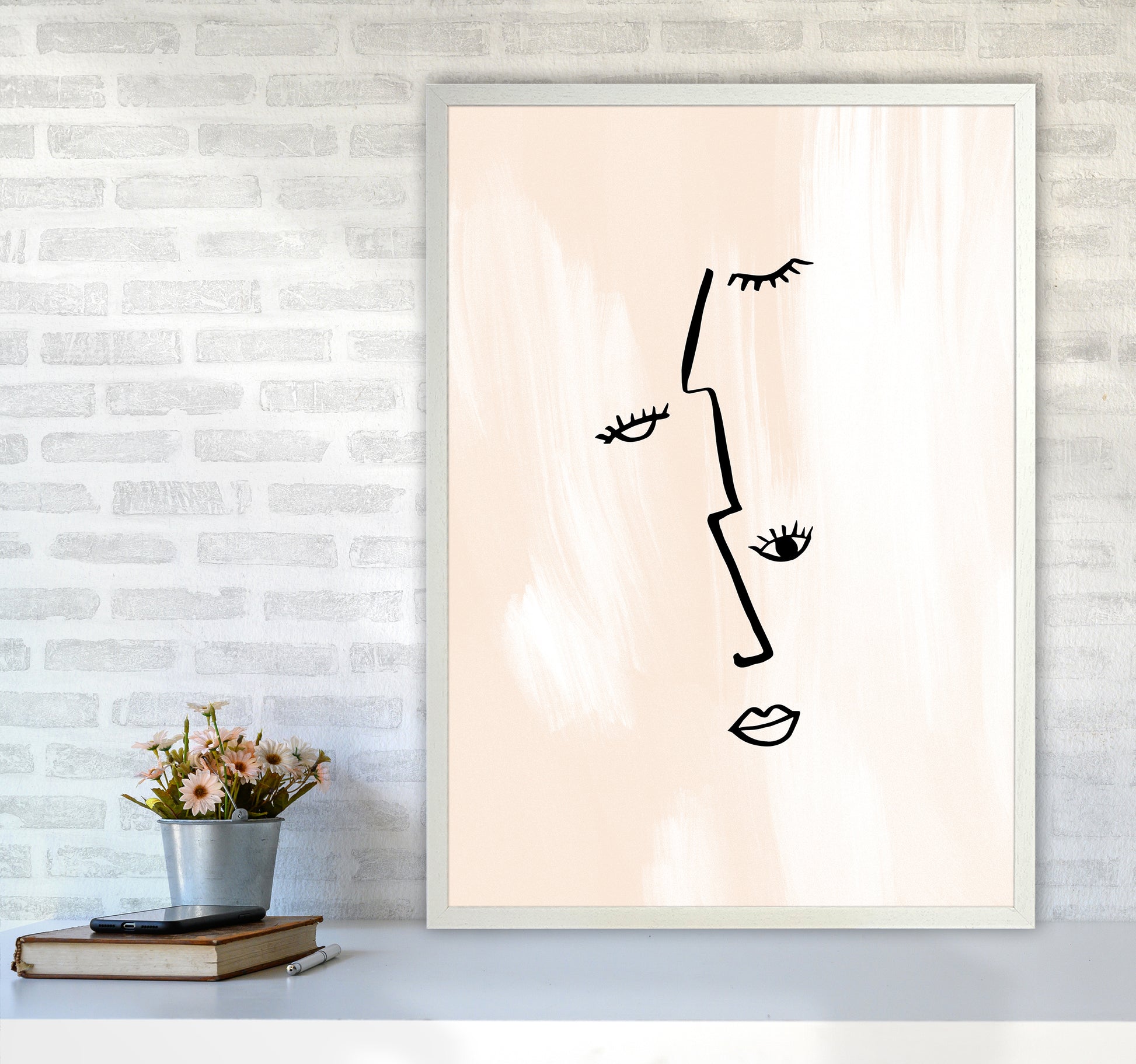 Printed Picasso Minimal Profiles2 By Planeta444 A1 Oak Frame