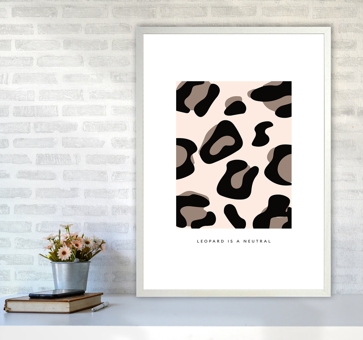 Big Leopard Powder Rose By Planeta444 A1 Oak Frame