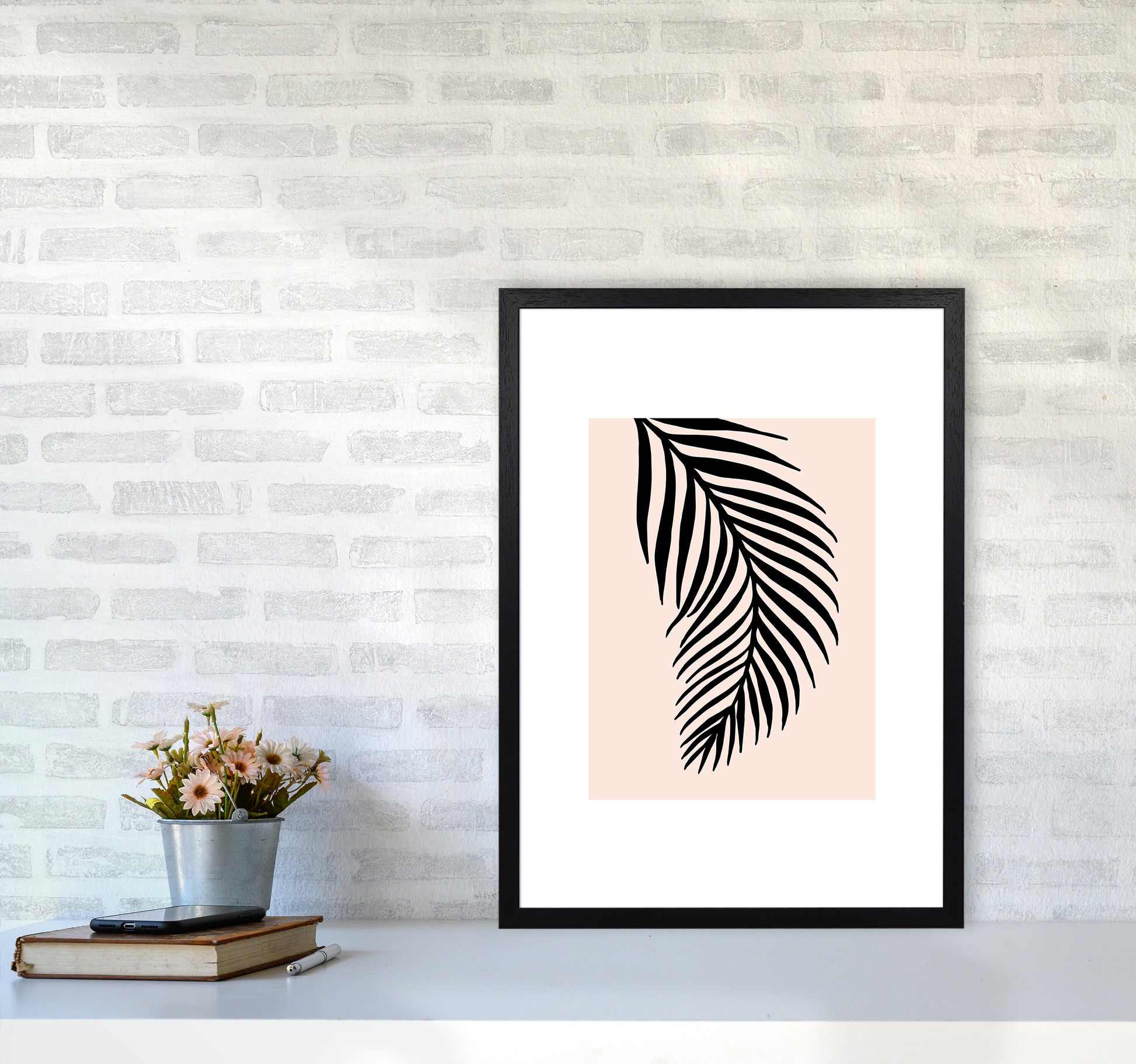 Palm Rose Rectangle 1 By Planeta444 A2 White Frame