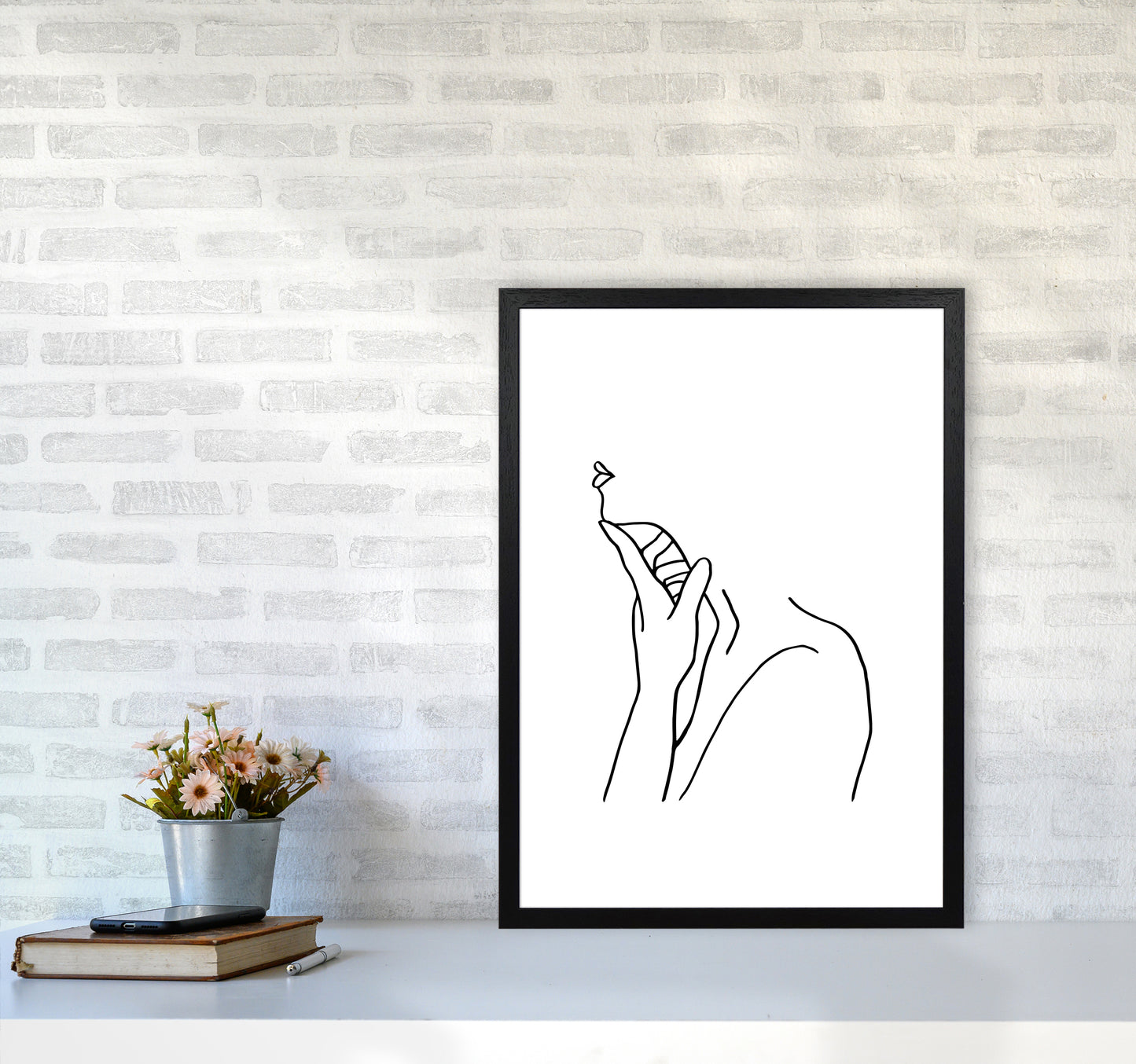 Finger On Chin By Planeta444 A2 White Frame