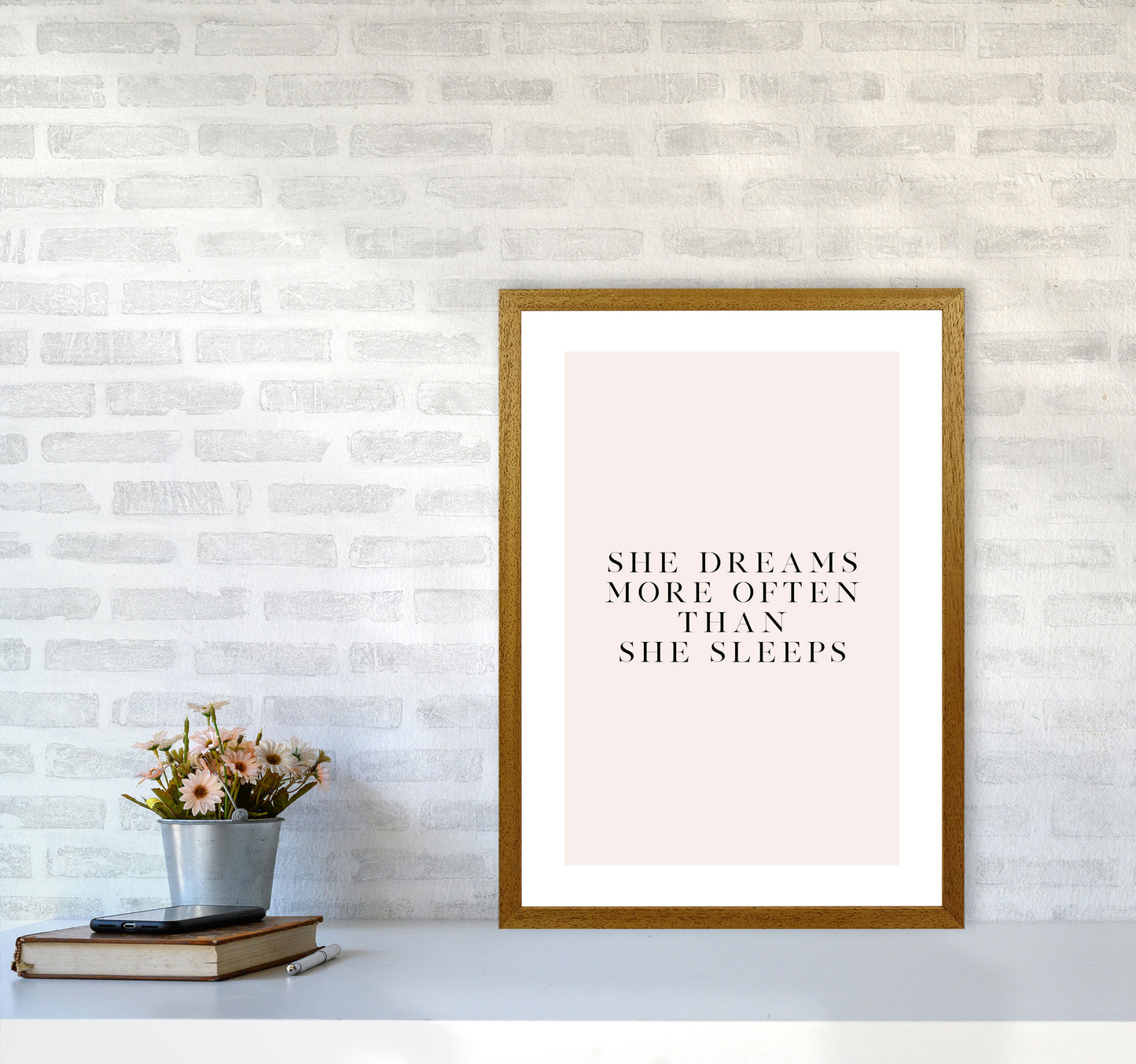She Dreams More Often Than She Sleeps Blush Type By Planeta444 A2 Print Only