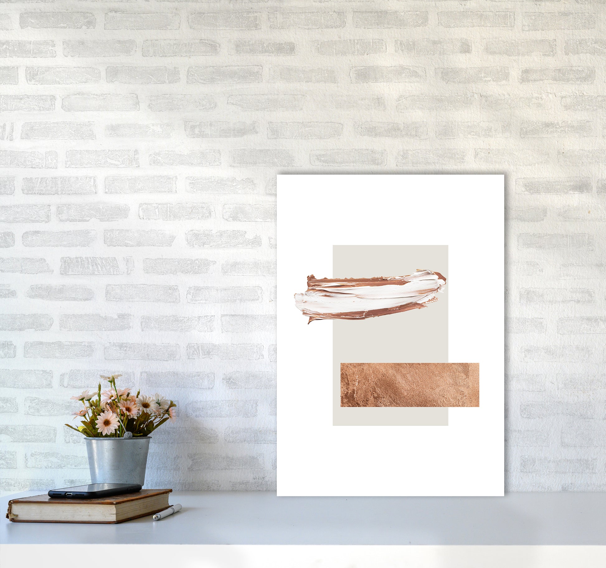 Paint Strokes Cavern Clay Copper1 By Planeta444 A2 Black Frame
