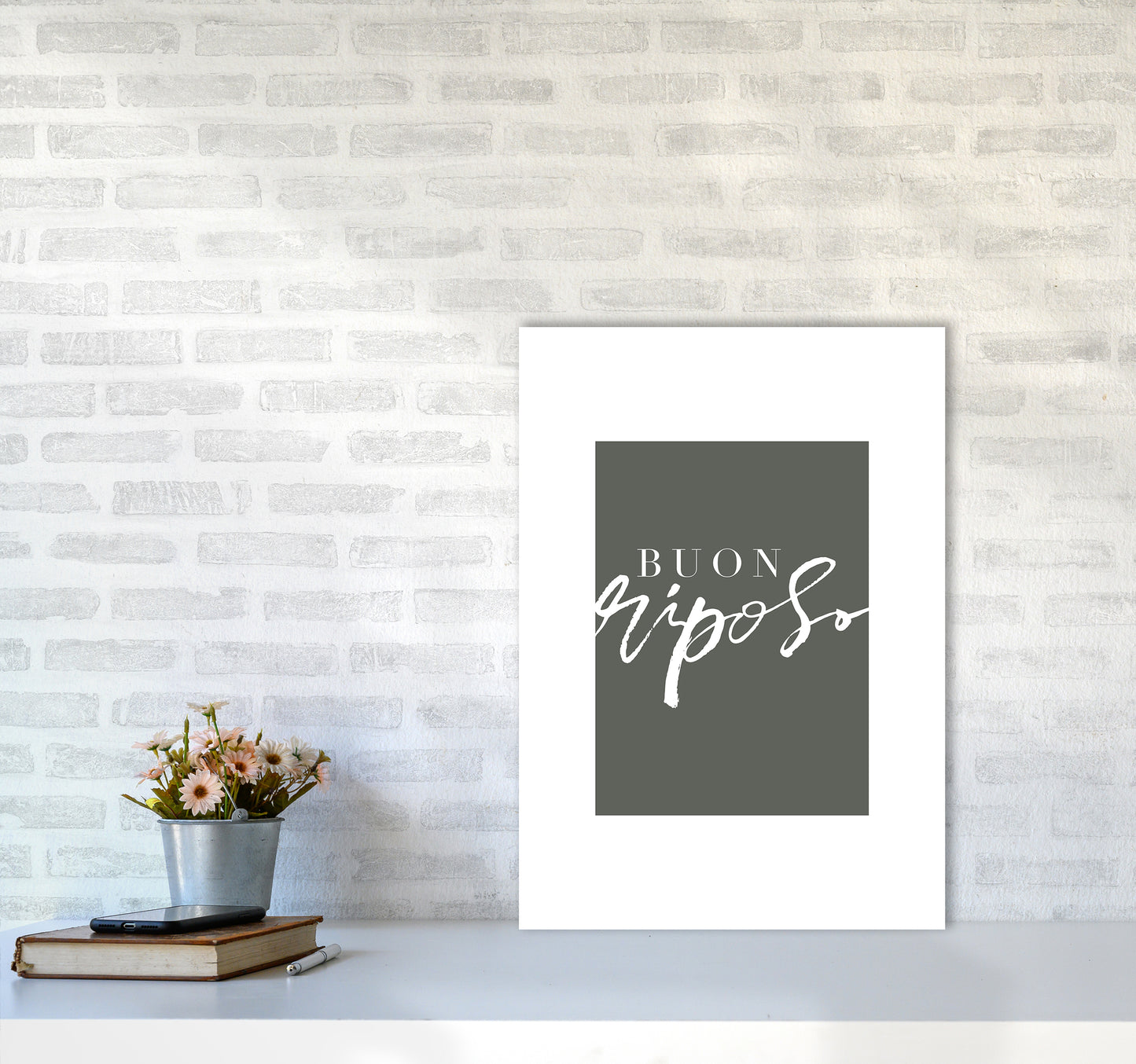 Buon Riposo Pewtergreen Color By Planeta444 A2 Black Frame