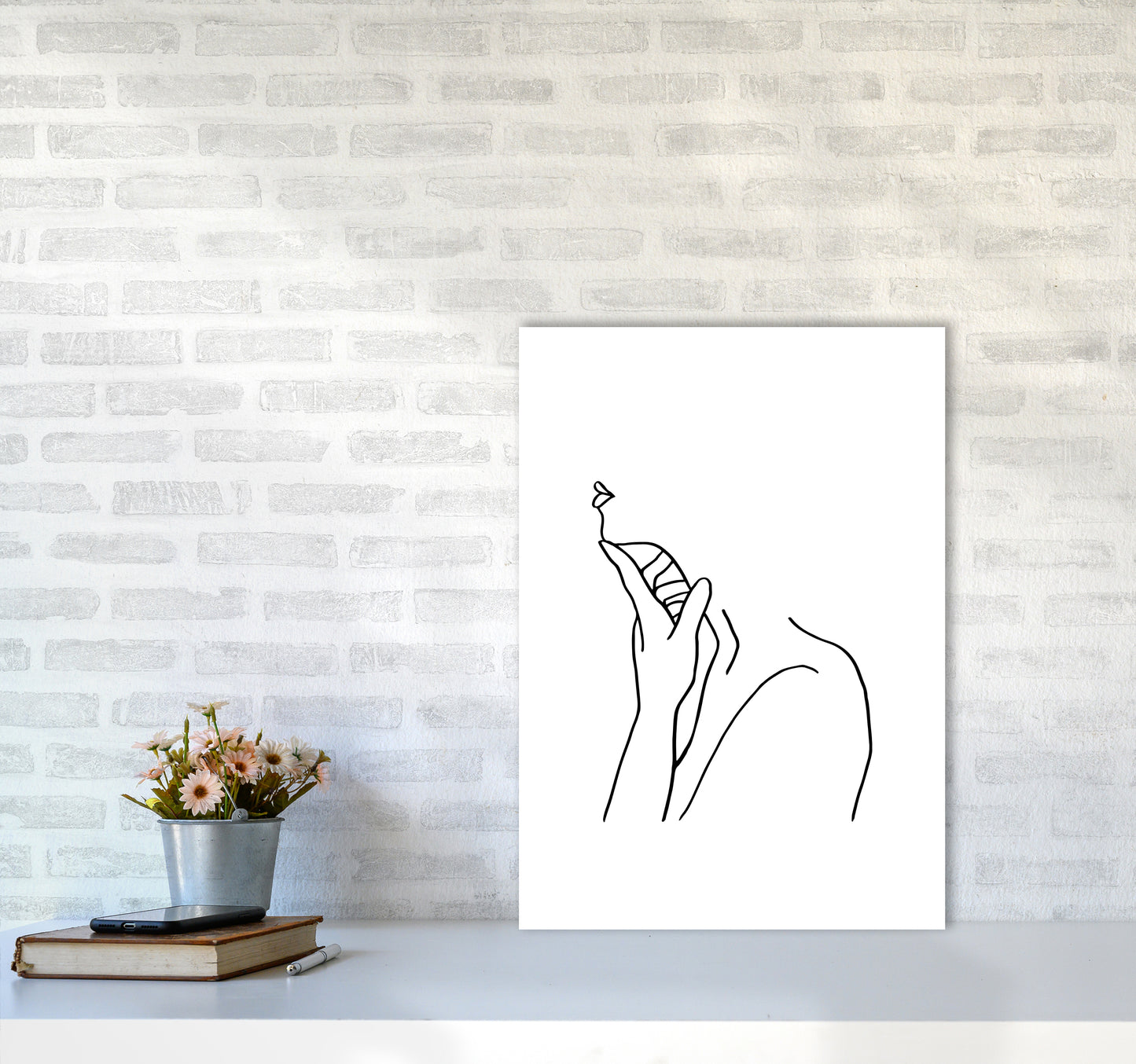 Finger On Chin By Planeta444 A2 Black Frame