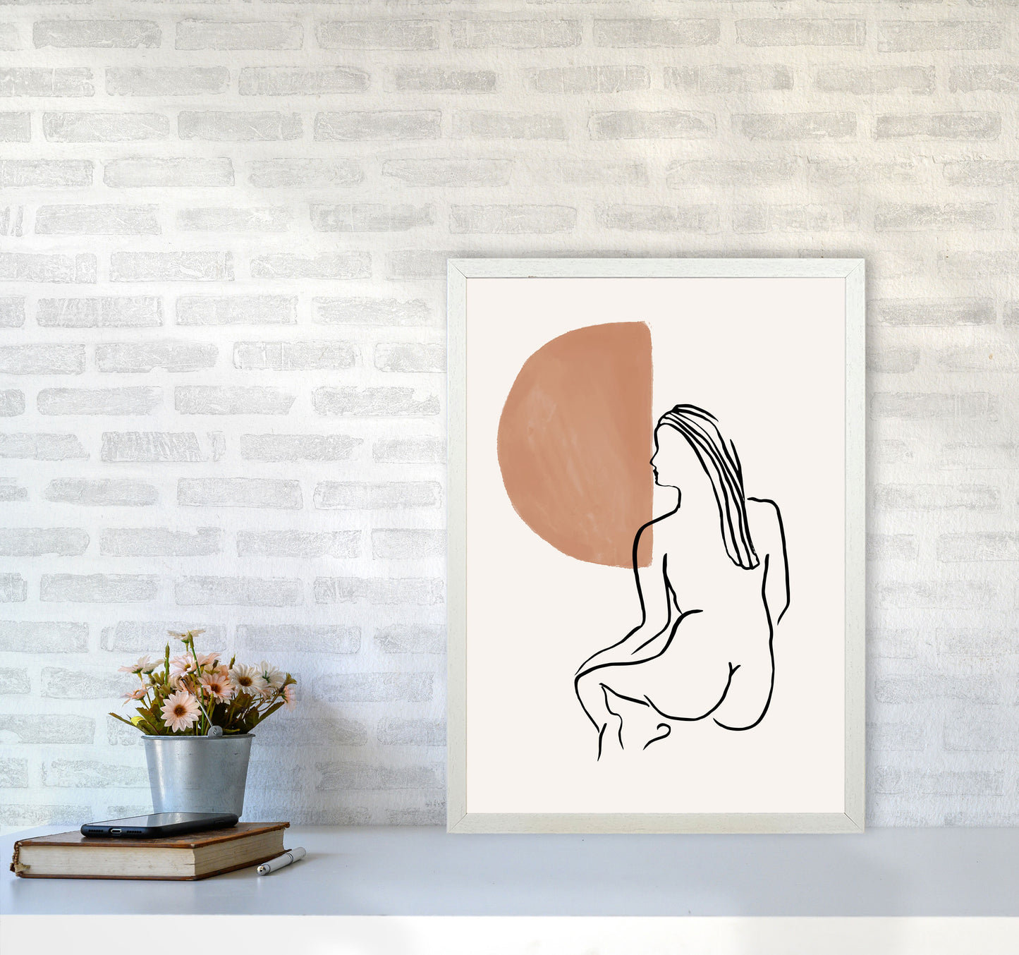Line Nudes Back2 By Planeta444 A2 Oak Frame