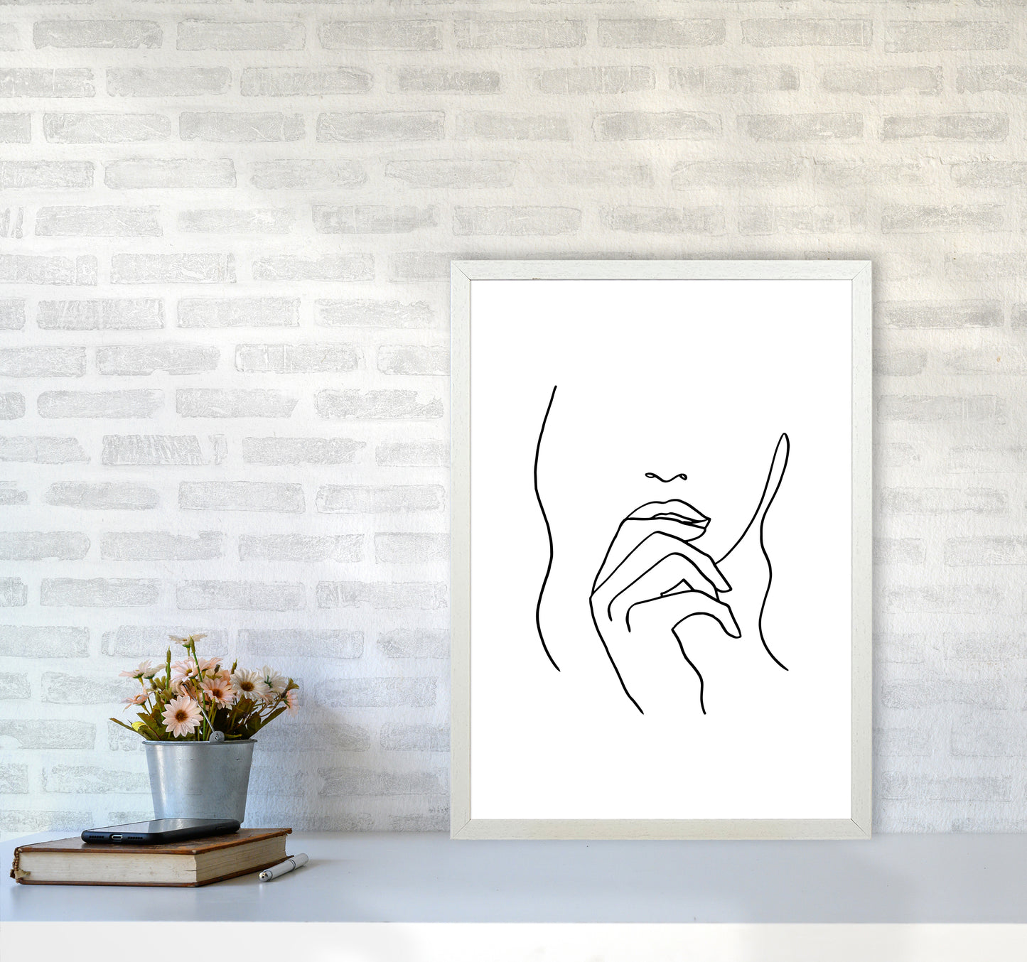 Lips Hand Hair By Planeta444 A2 Oak Frame