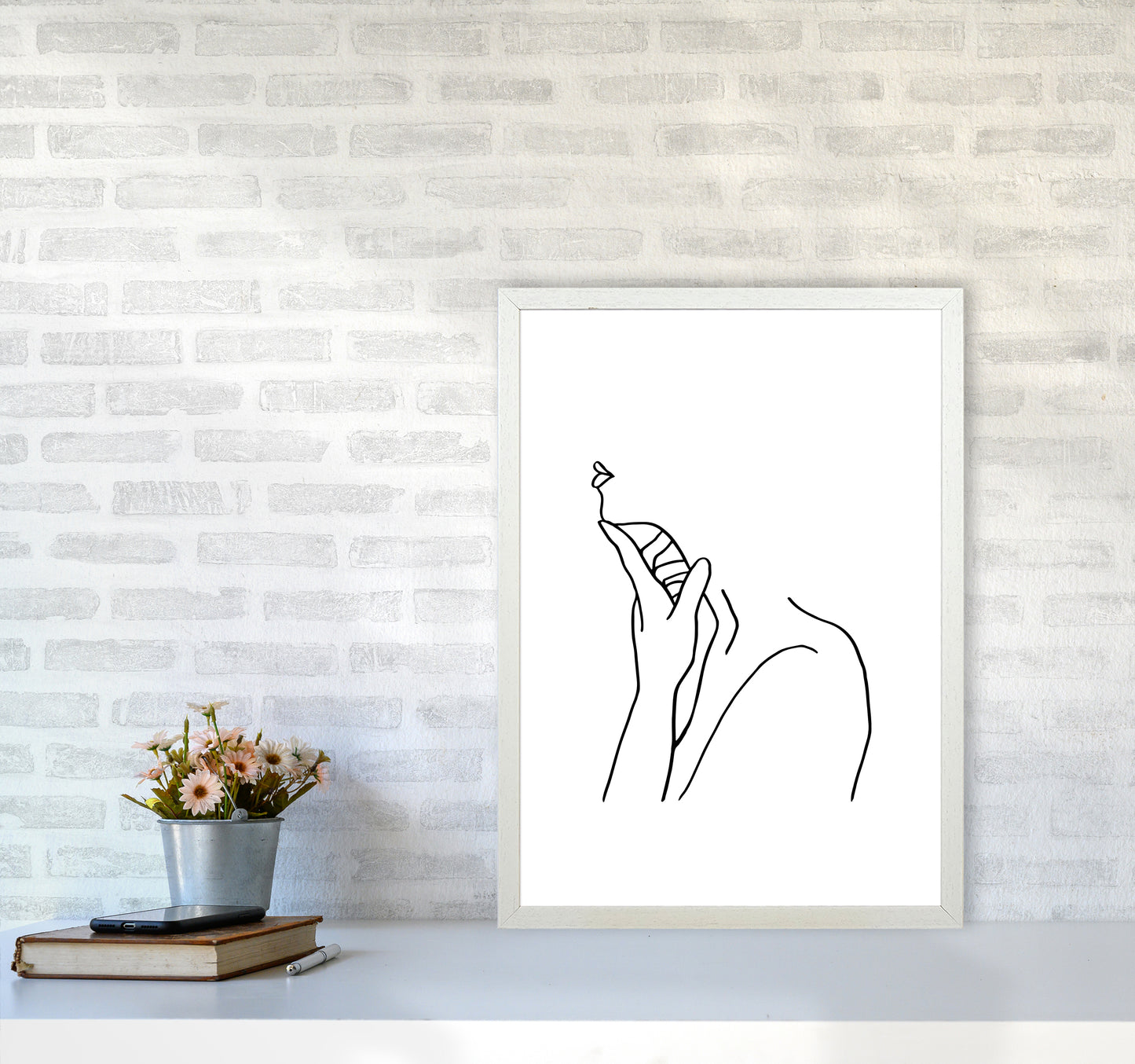 Finger On Chin By Planeta444 A2 Oak Frame