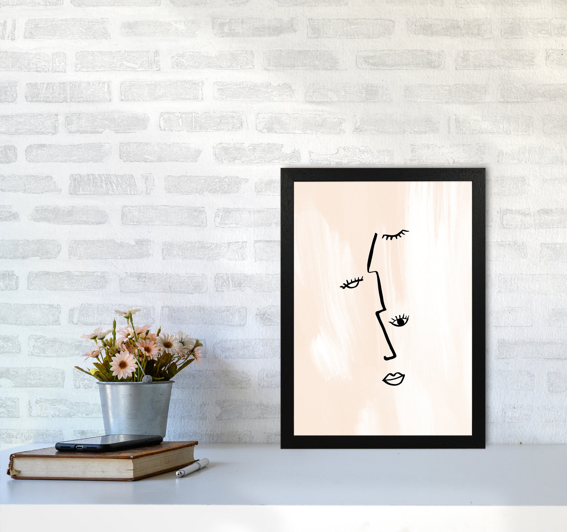 Printed Picasso Minimal Profiles2 By Planeta444 A3 White Frame