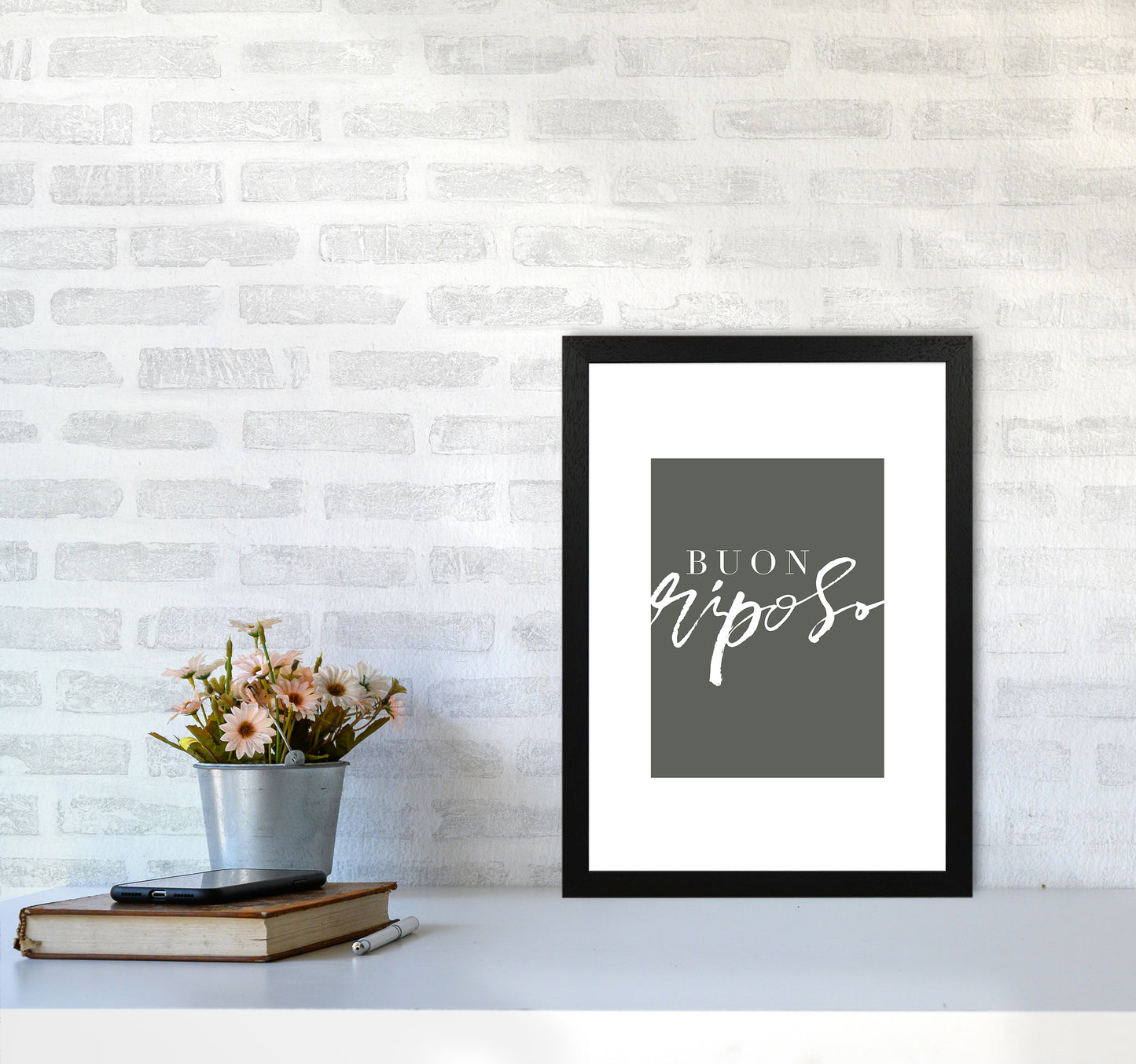 Buon Riposo Pewtergreen Color By Planeta444 A3 White Frame