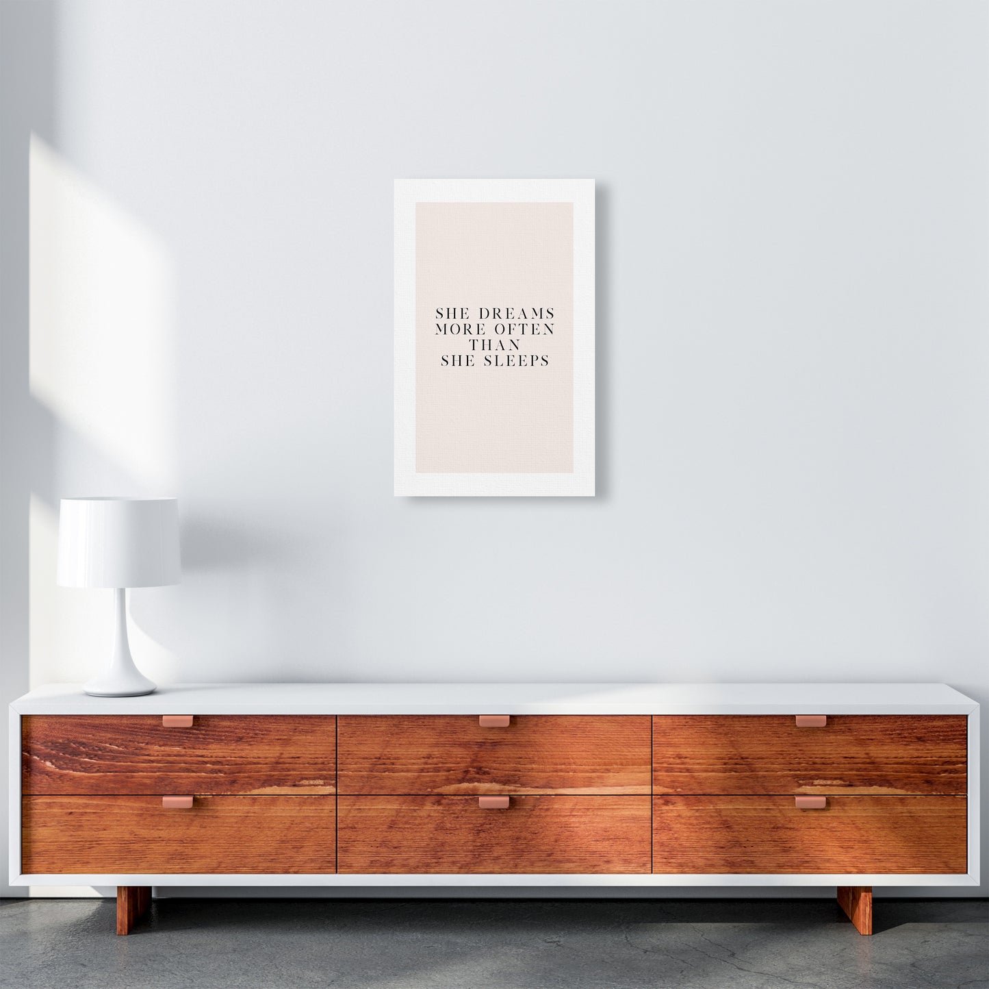 She Dreams More Often Than She Sleeps Blush Type By Planeta444 A3 Canvas