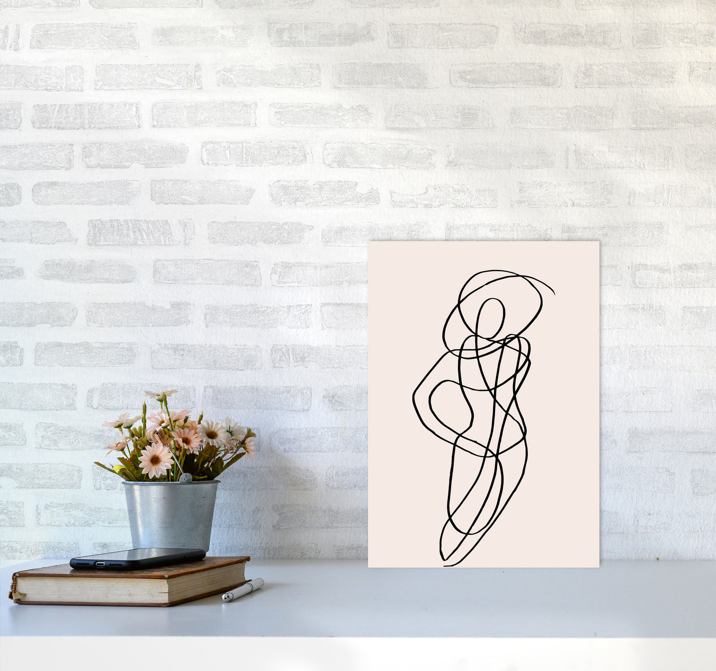 Tangled Lines Female1 By Planeta444 A3 Black Frame