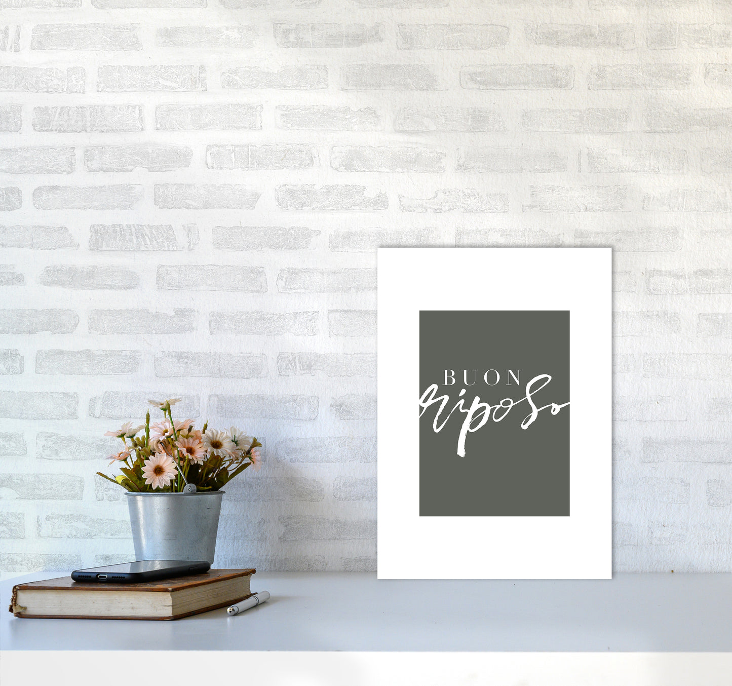 Buon Riposo Pewtergreen Color By Planeta444 A3 Black Frame