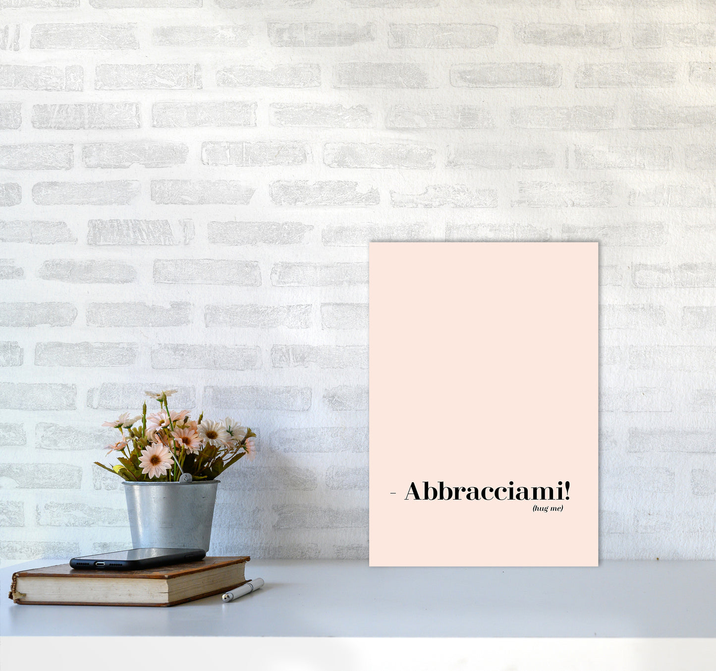 Abbracciami Modern Quote Art Print By Planeta444 A3 Black Frame