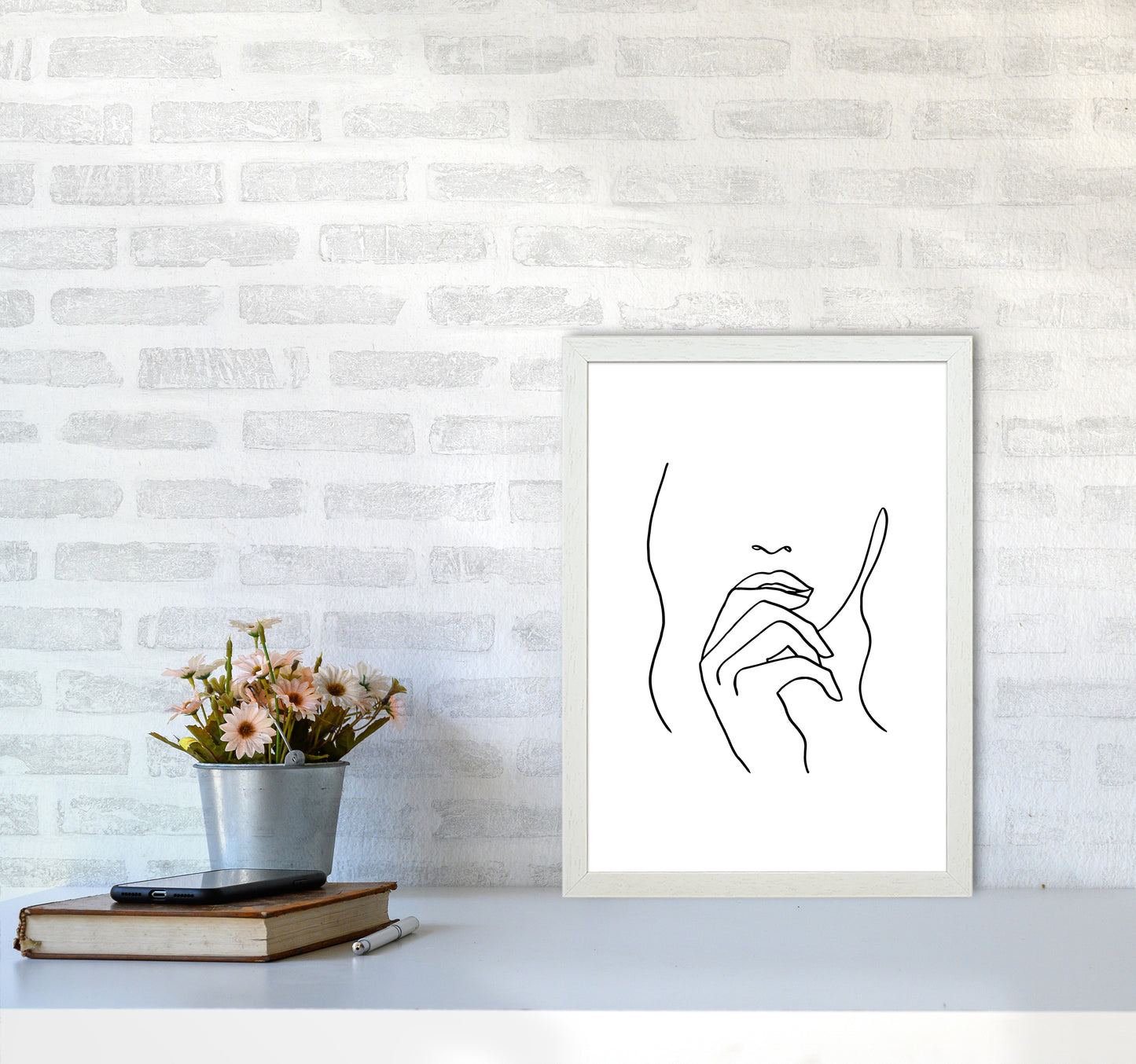Lips Hand Hair By Planeta444 A3 Oak Frame