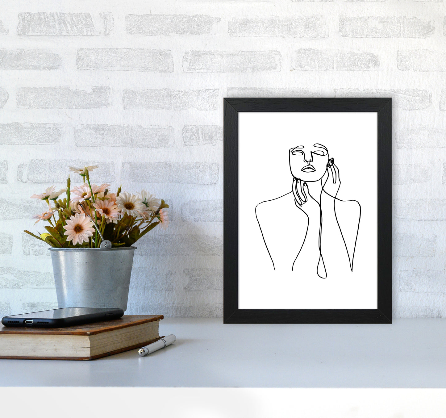Touching Face With Hands By Planeta444 A4 White Frame