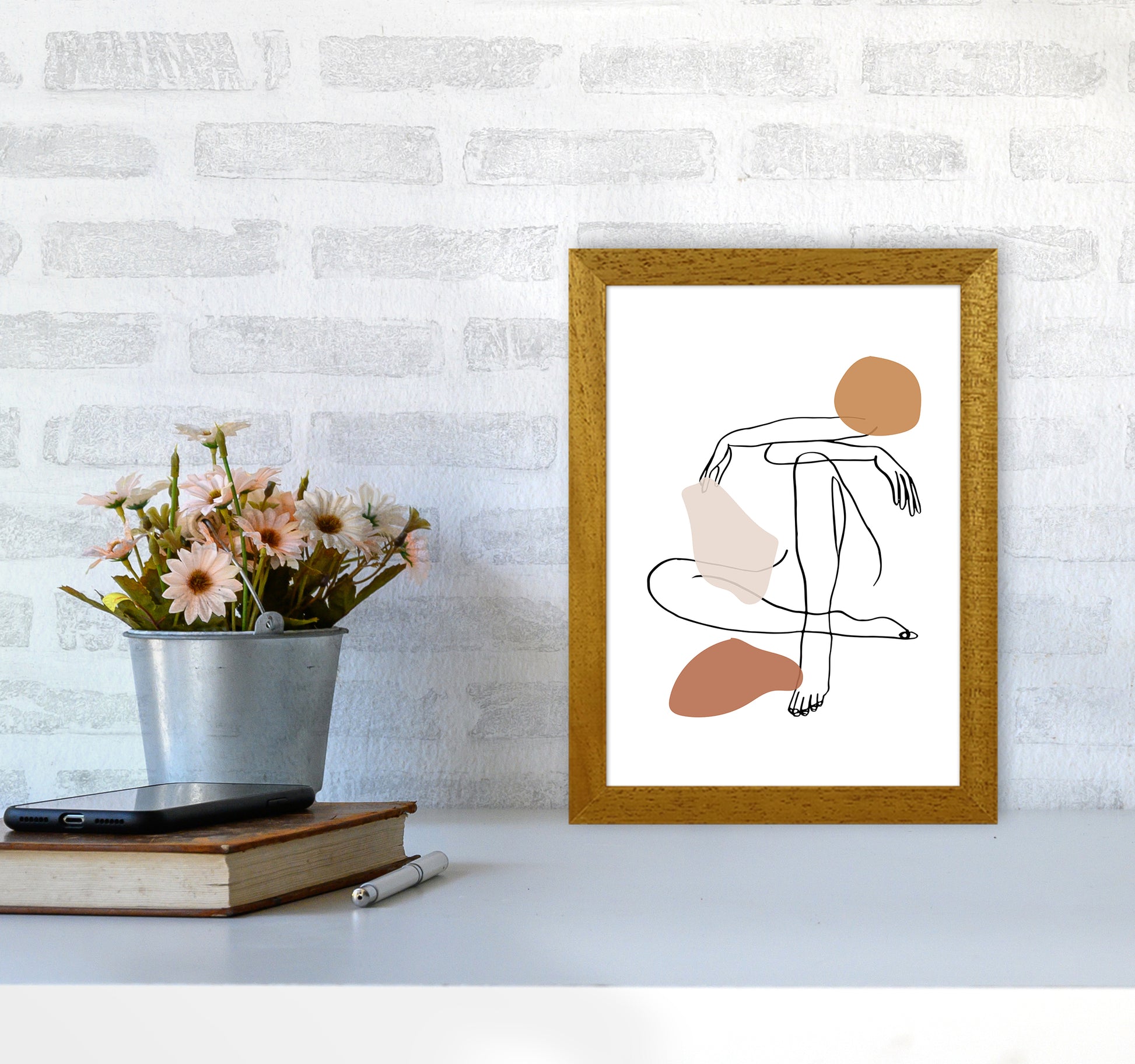 Sitting Legs Arms Crossed Stains Earth Colors By Planeta444 A4 Print Only