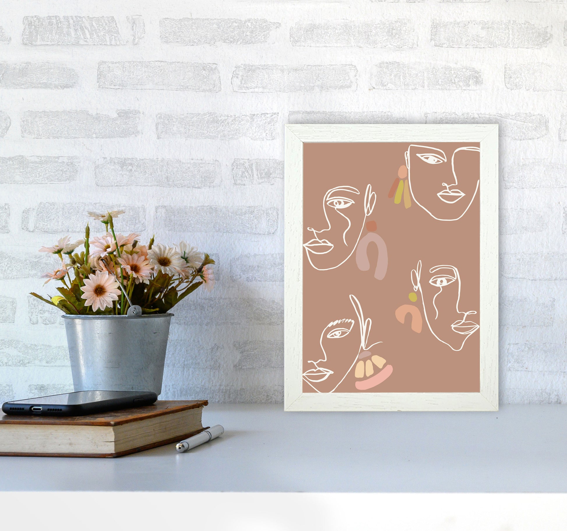 Boho Faces Mix Colors By Planeta444 A4 Oak Frame