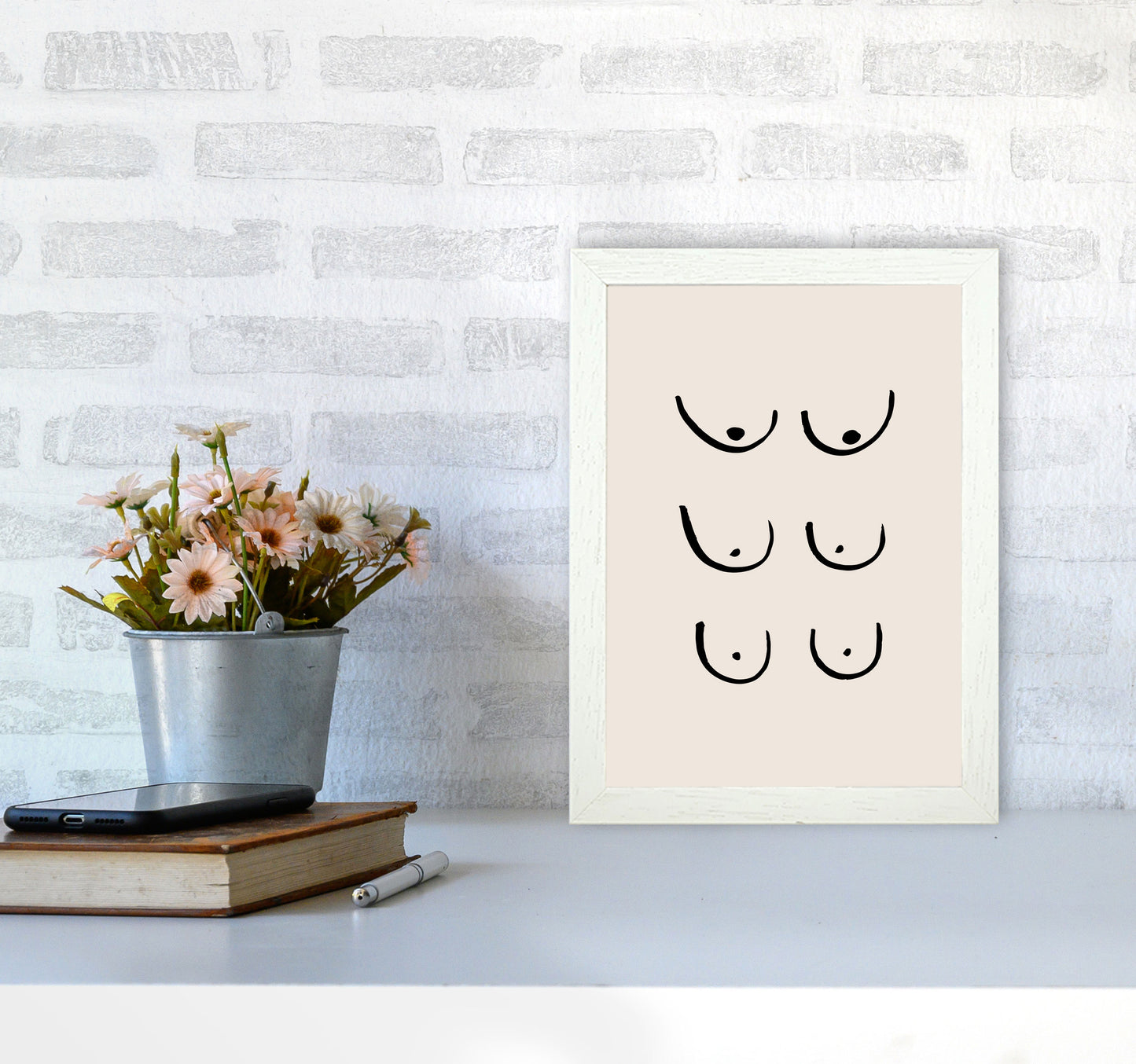 Boobs Triple By Planeta444 A4 Oak Frame