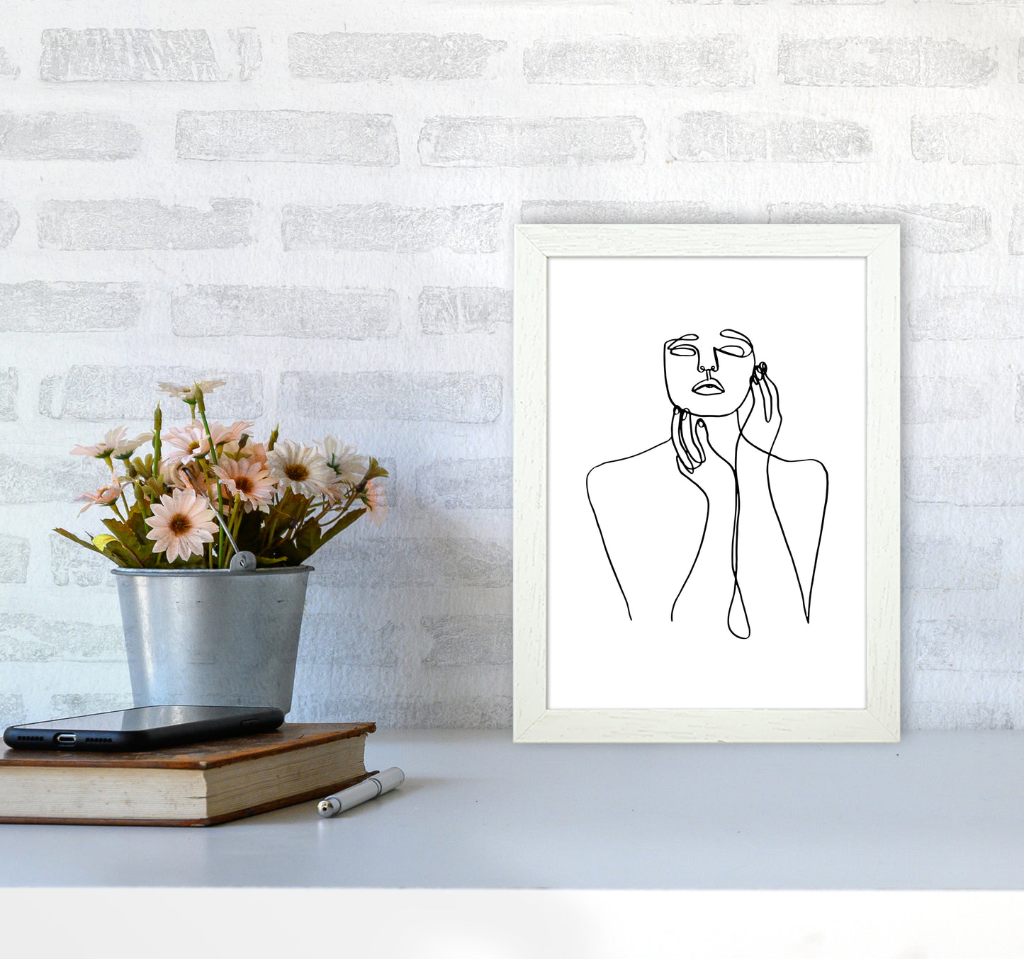 Touching Face With Hands By Planeta444 A4 Oak Frame