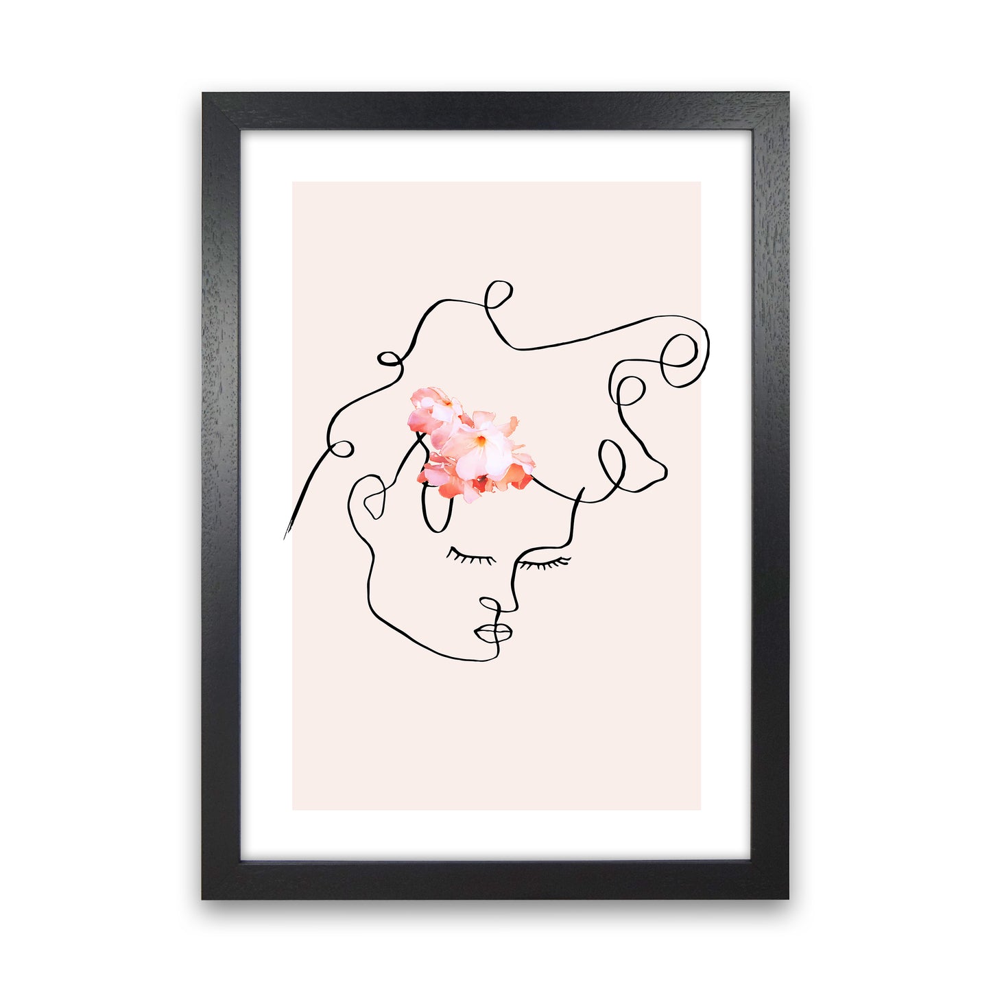 Semiprofile Messy Hair Blush Flower By Planeta444 Black Grain