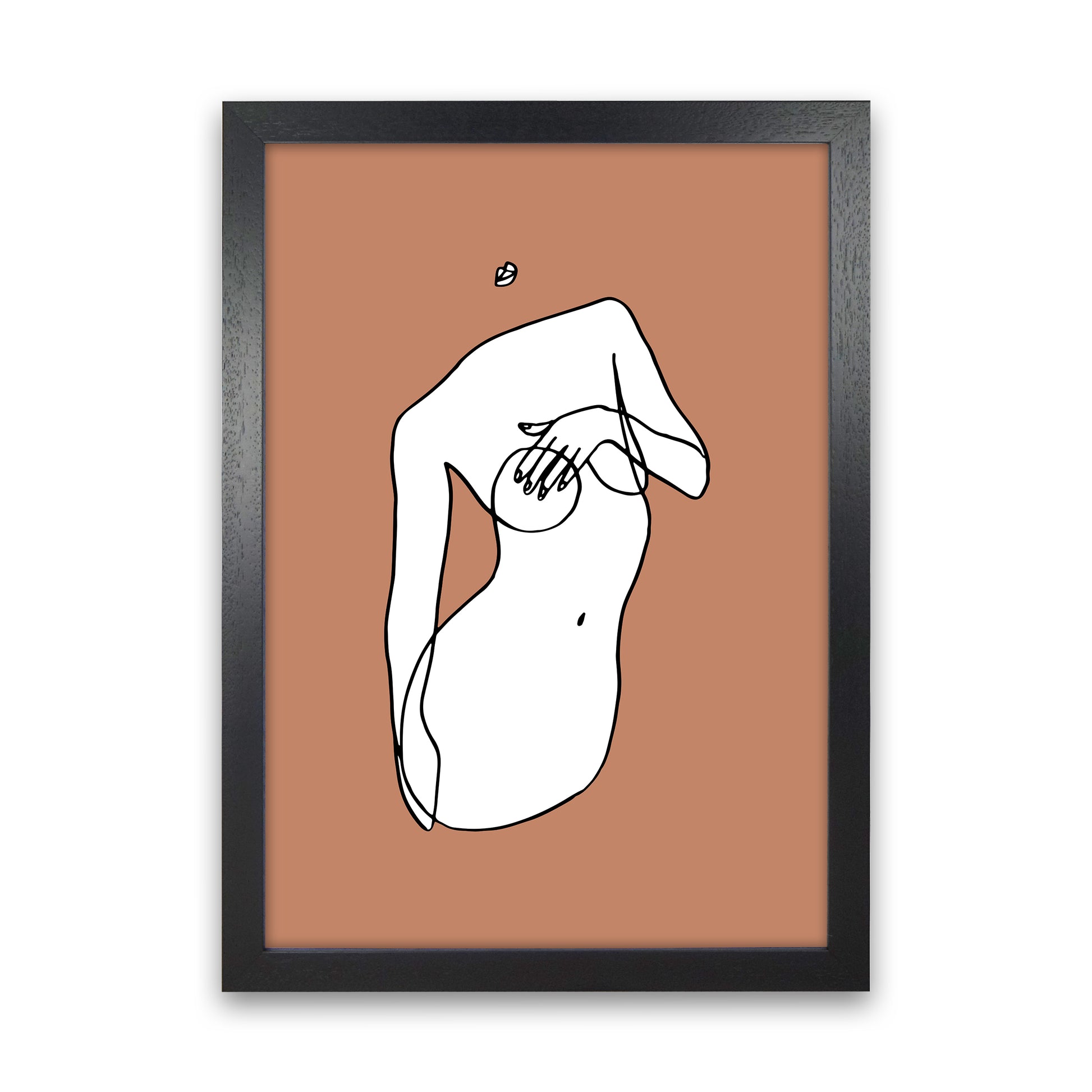 Covering Breasts With One Hand Terracotta By Planeta444 Black Grain