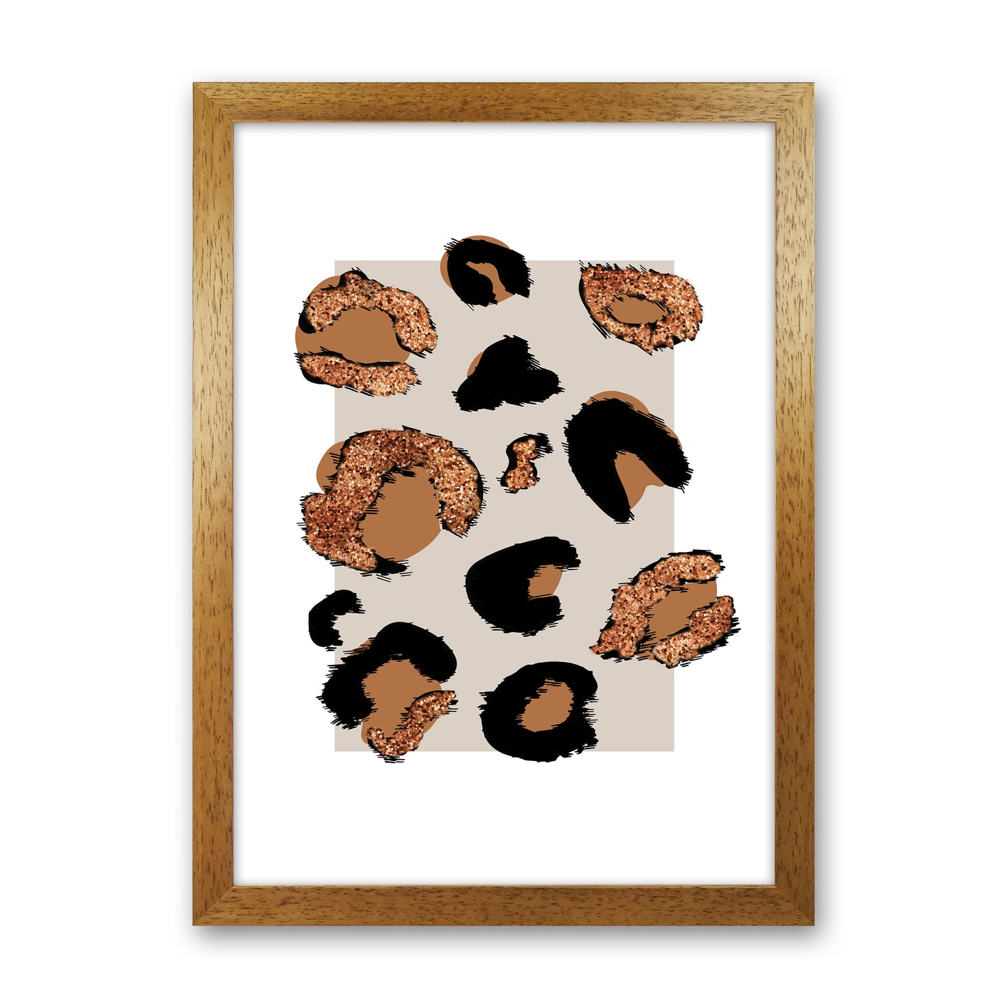 Big Leopard Neutral Rectangle Bronze Glitter By Planeta444 Oak Grain