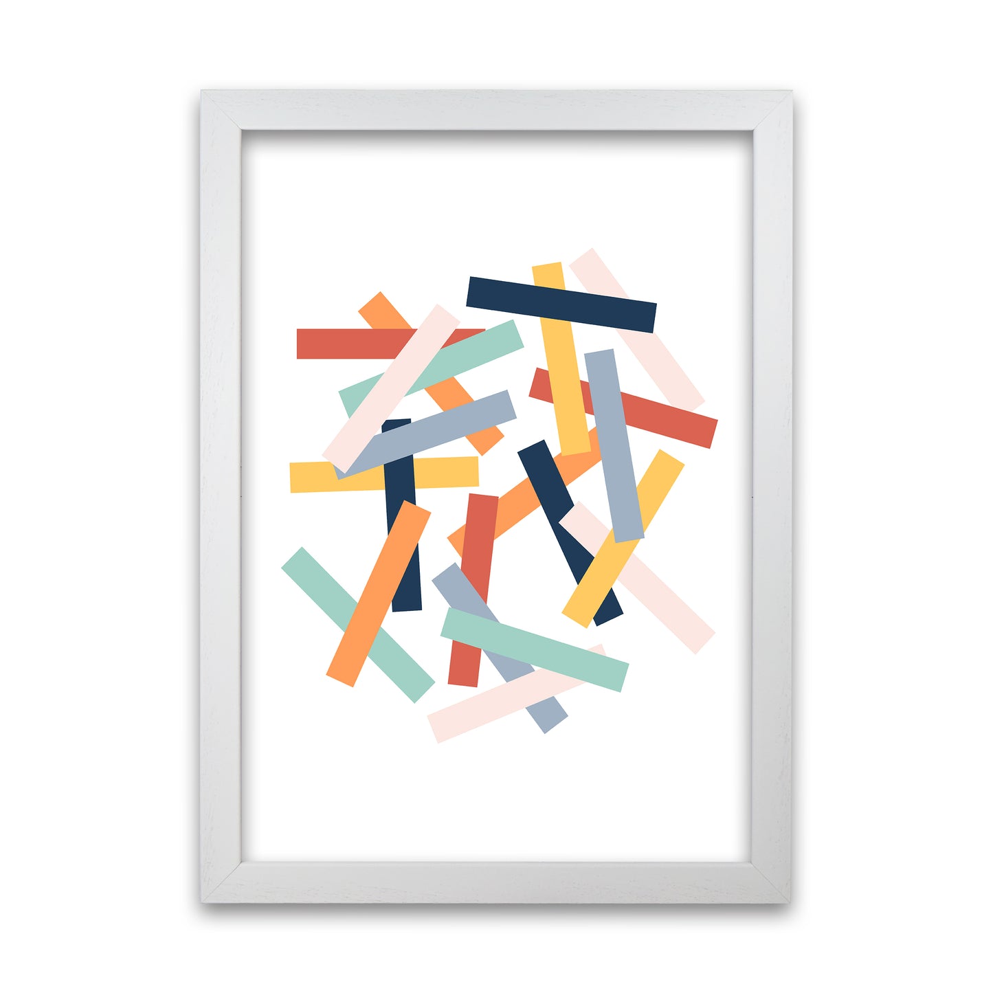 Colorful Scandinavian Lines Original A1 White Grain Frame