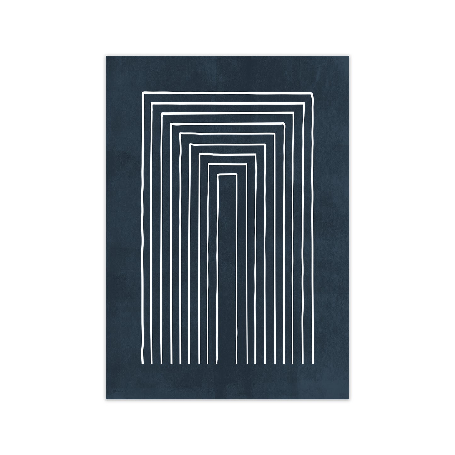 Lino Style Blue Geometric Lines A1 Print Only