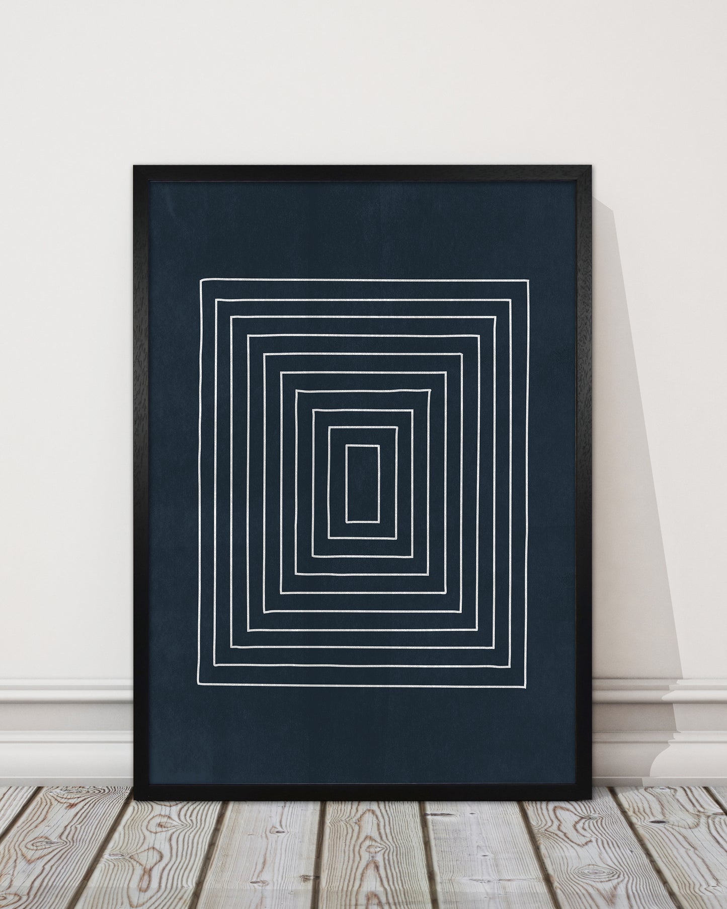 Lino Style Blue Geometric Squares