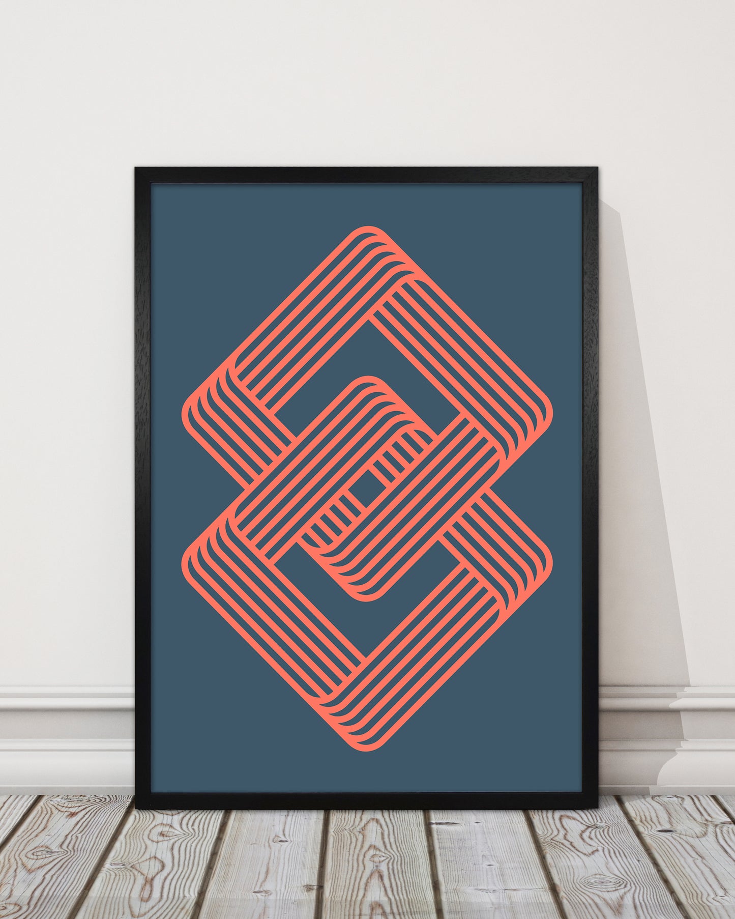Blue and Red Geometric Wall Art Print A