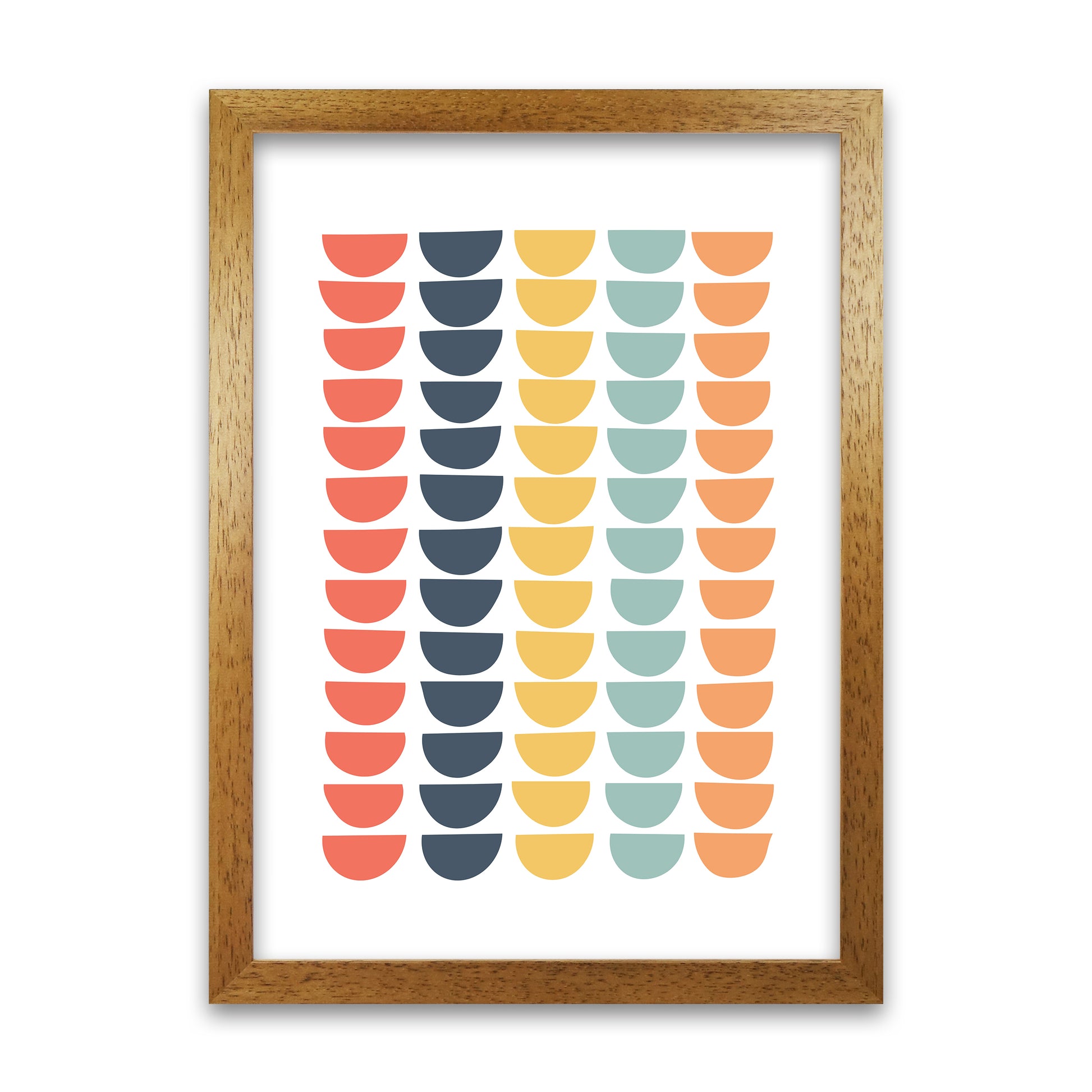Retro Multicolor Half Circles Original A1 Honey Oak Frame