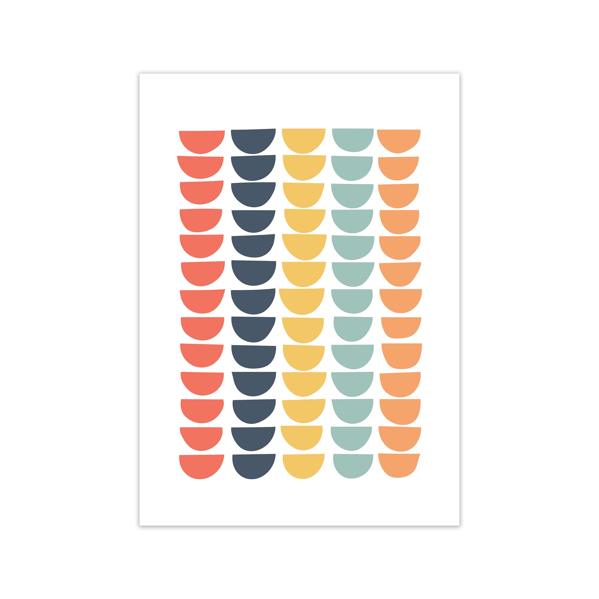 Retro Multicolor Half Circles Original A1 Print Only