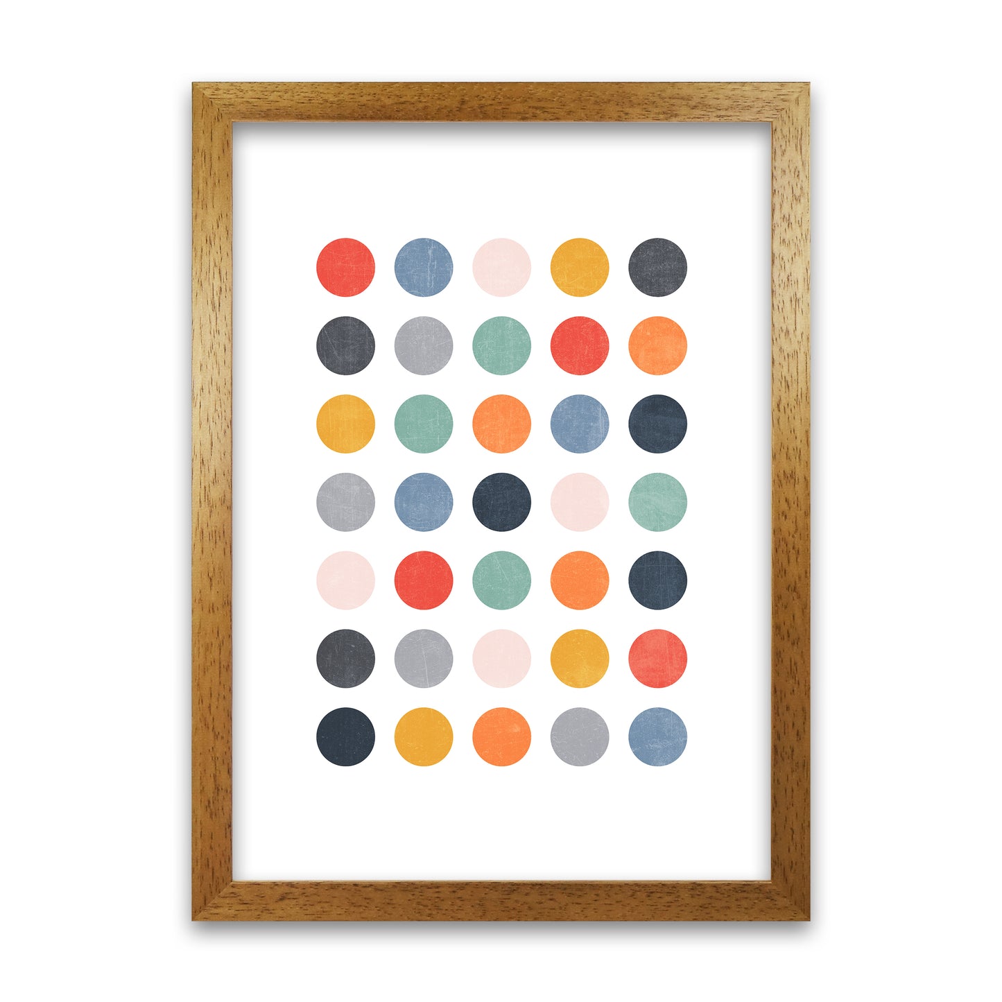 Scandi Dots Texture Print Original A1 Honey Oak Frame