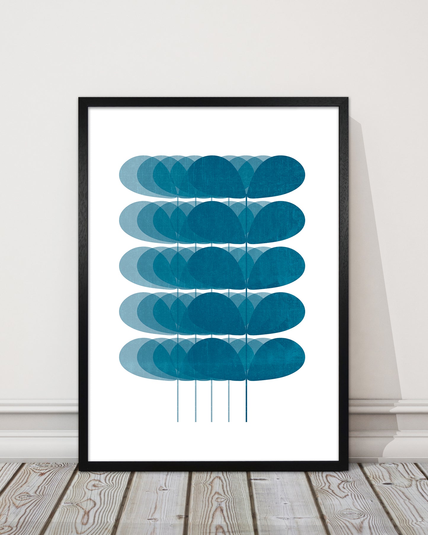 Scandinavian Turquoise Leaves Original