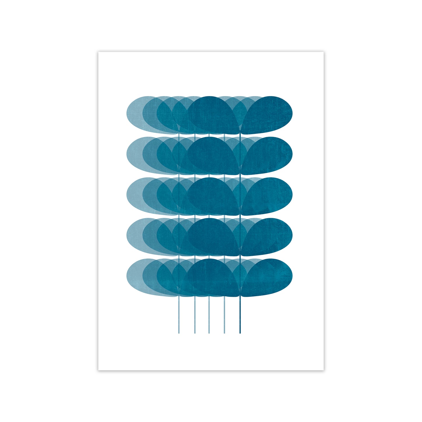 Scandinavian Turquoise Leaves Original A1 Print Only