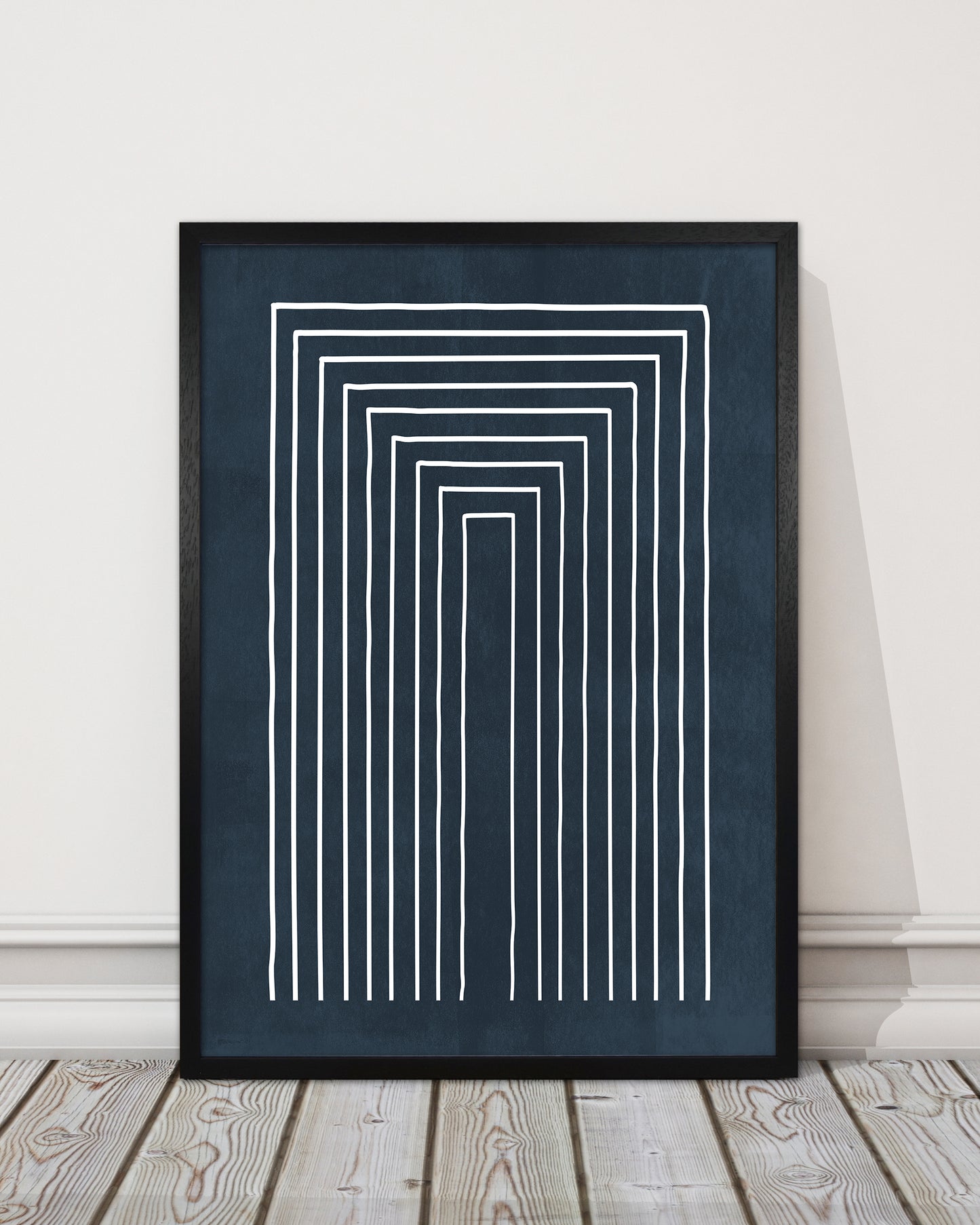 Lino Style Blue Geometric Lines
