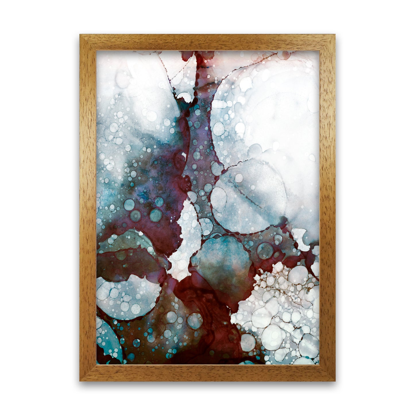 Watercolor Circles Portrait Original A1 Honey Oak Frame