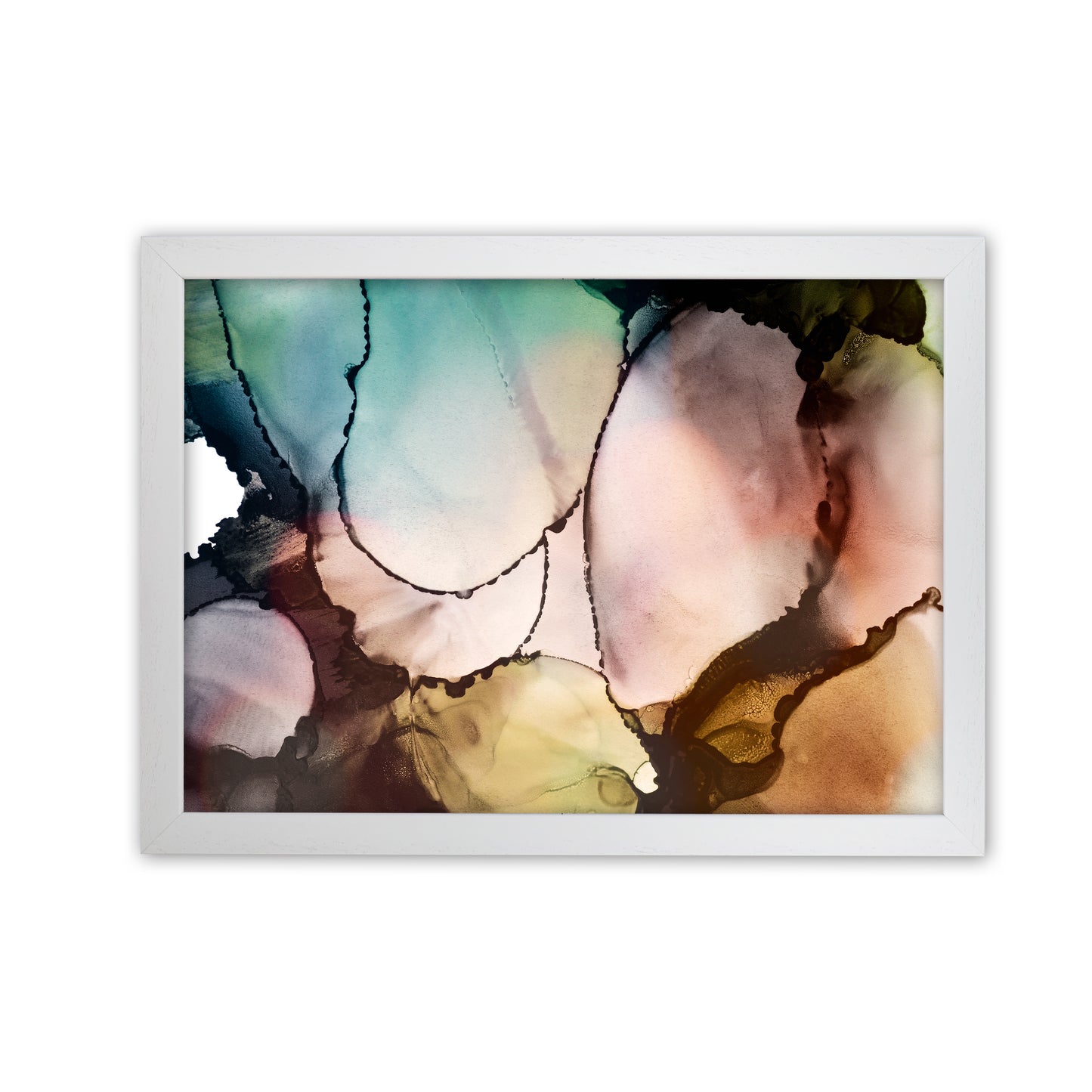 Watercolor Multicolor Original A1 White Grain Frame
